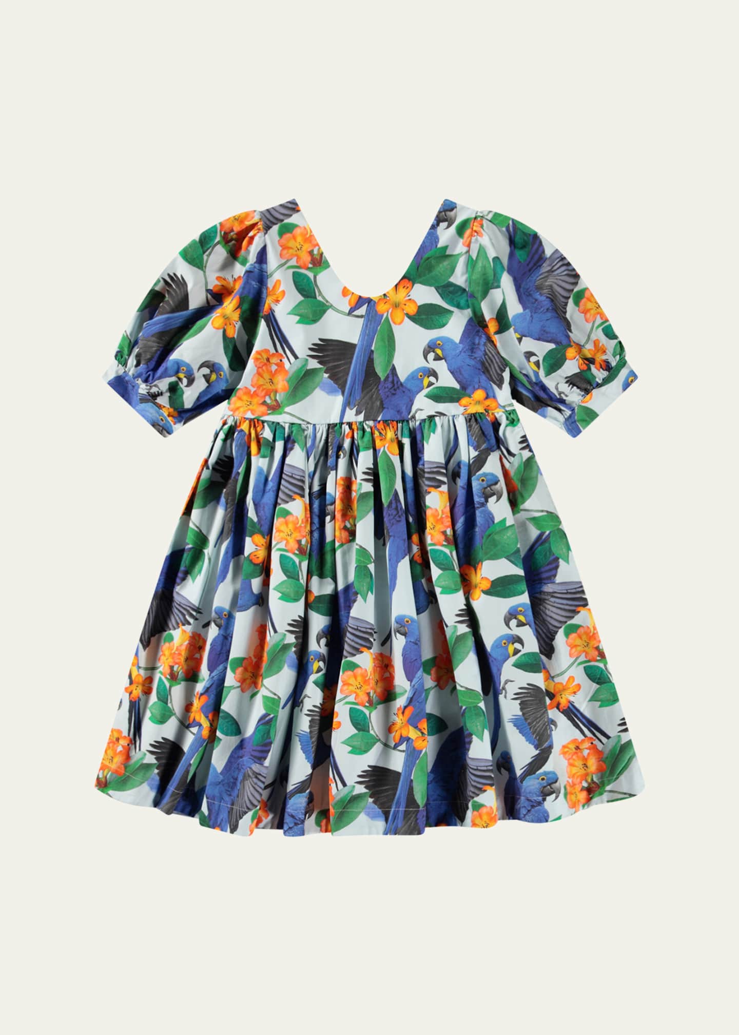 Molo Girl's Camilo Tropical-Print Dress, Size 3T-6 Image 1 of 3