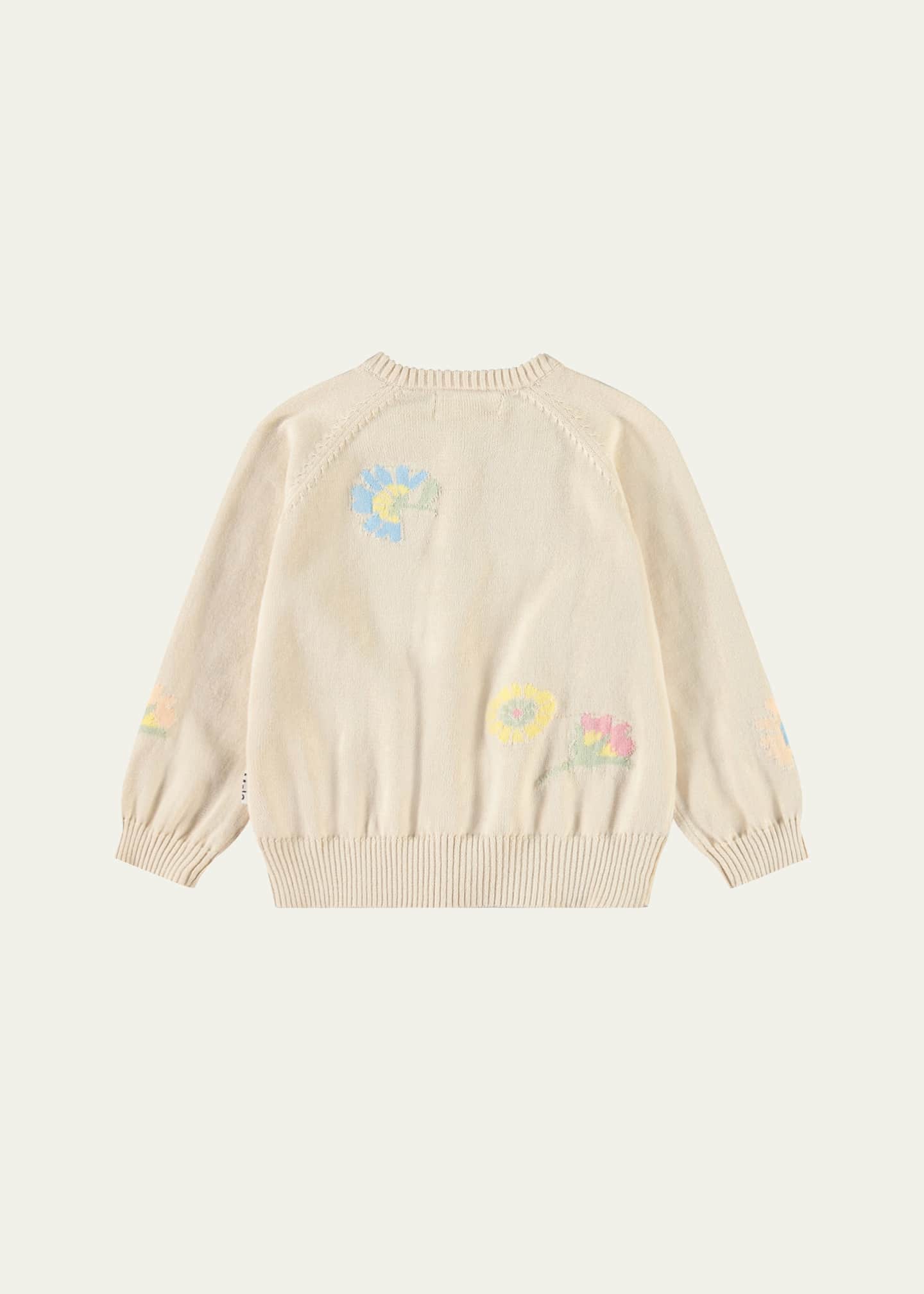 Molo Girl's Brody Cardigan W/ Floral Accents, Size 3M-2 Image 2 of 3