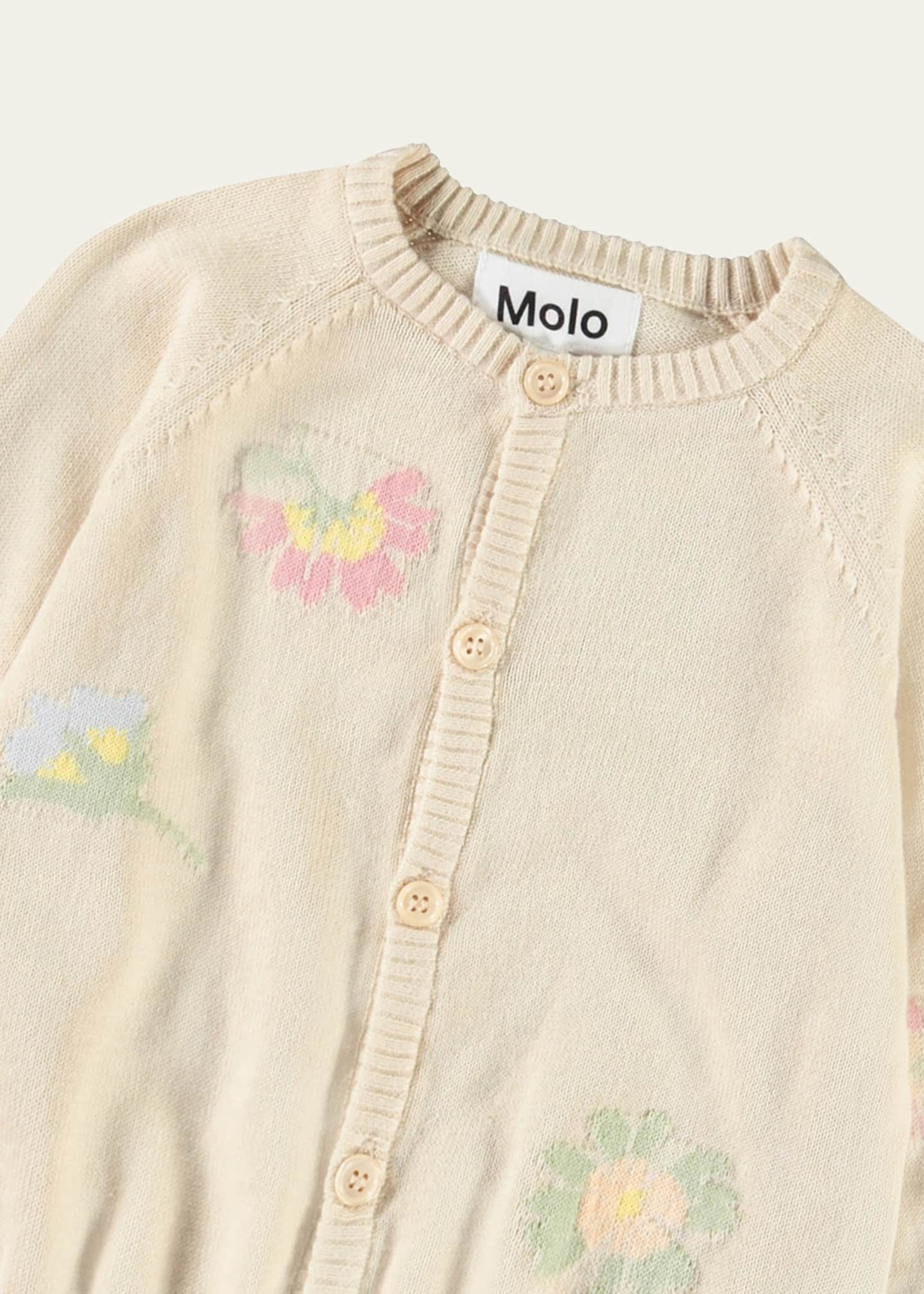 Molo Girl's Brody Cardigan W/ Floral Accents, Size 3M-2 Image 3 of 3