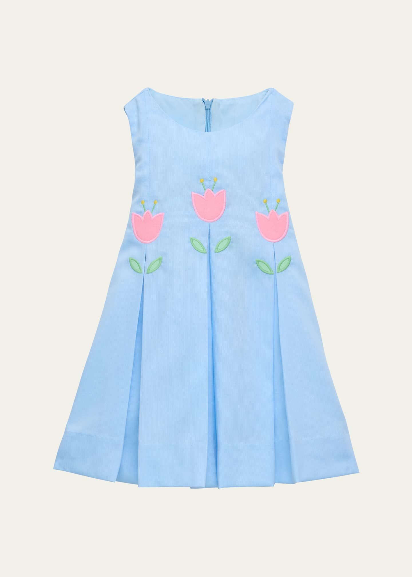 Florence Eiseman Girl's Pique Pleated Dress W/ Tulips, Size 2-6 Image 1 of 3