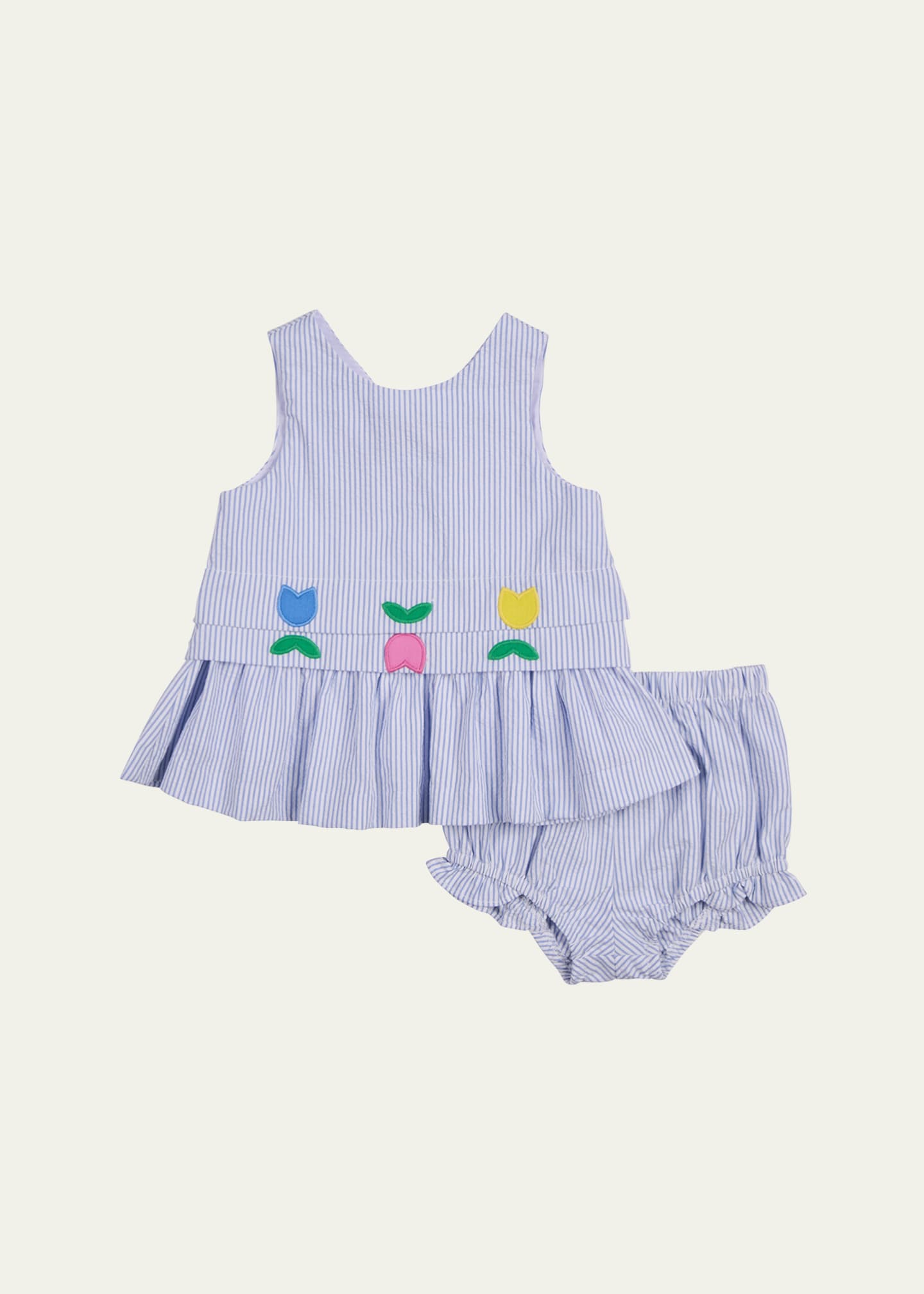 Florence Eiseman Girl's Seersucker Dress W/ Bloomers, Size 3M-24M Image 1 of 2