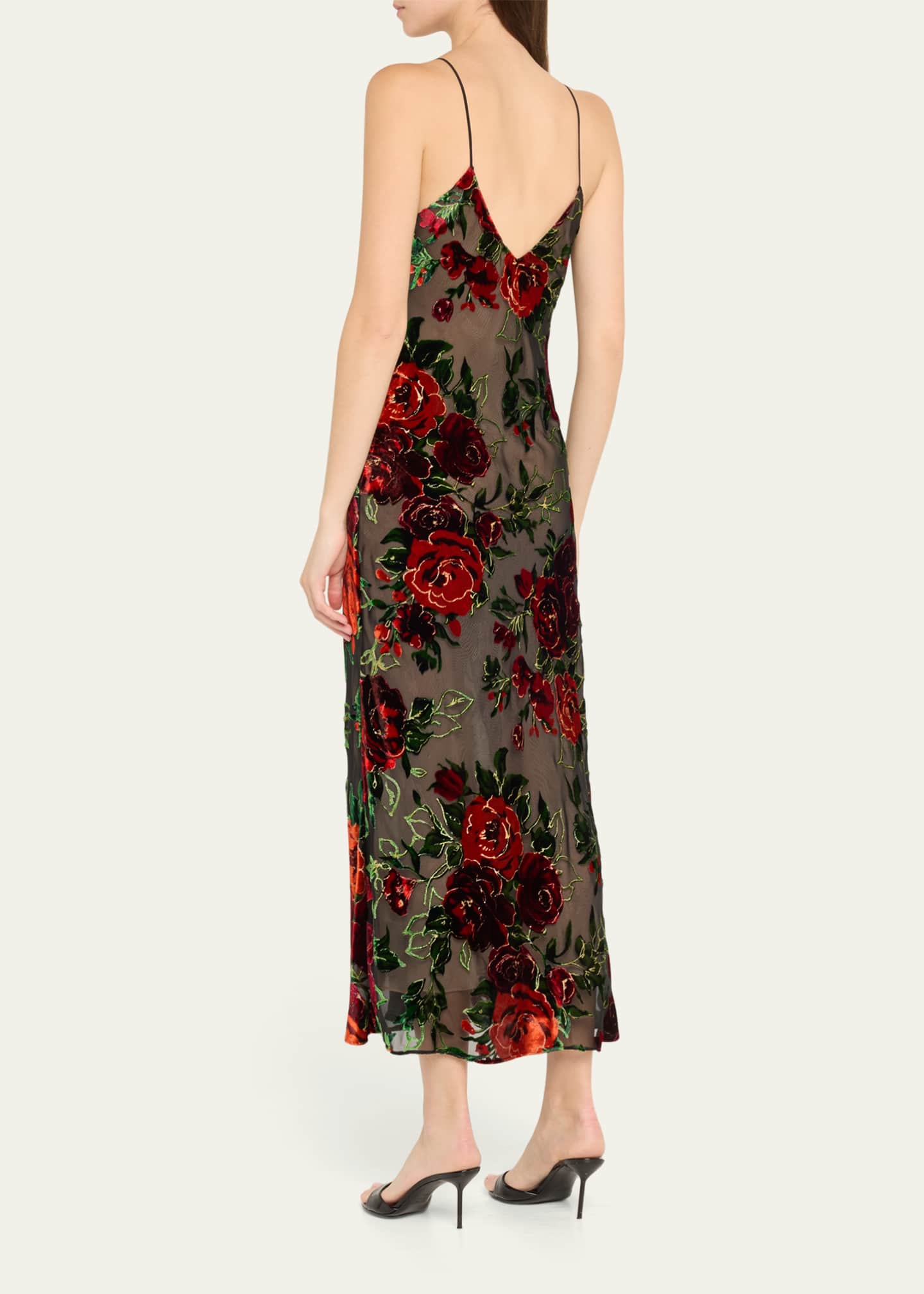 Rodarte Rose Velvet Devore Slip Dress Image 3 of 5