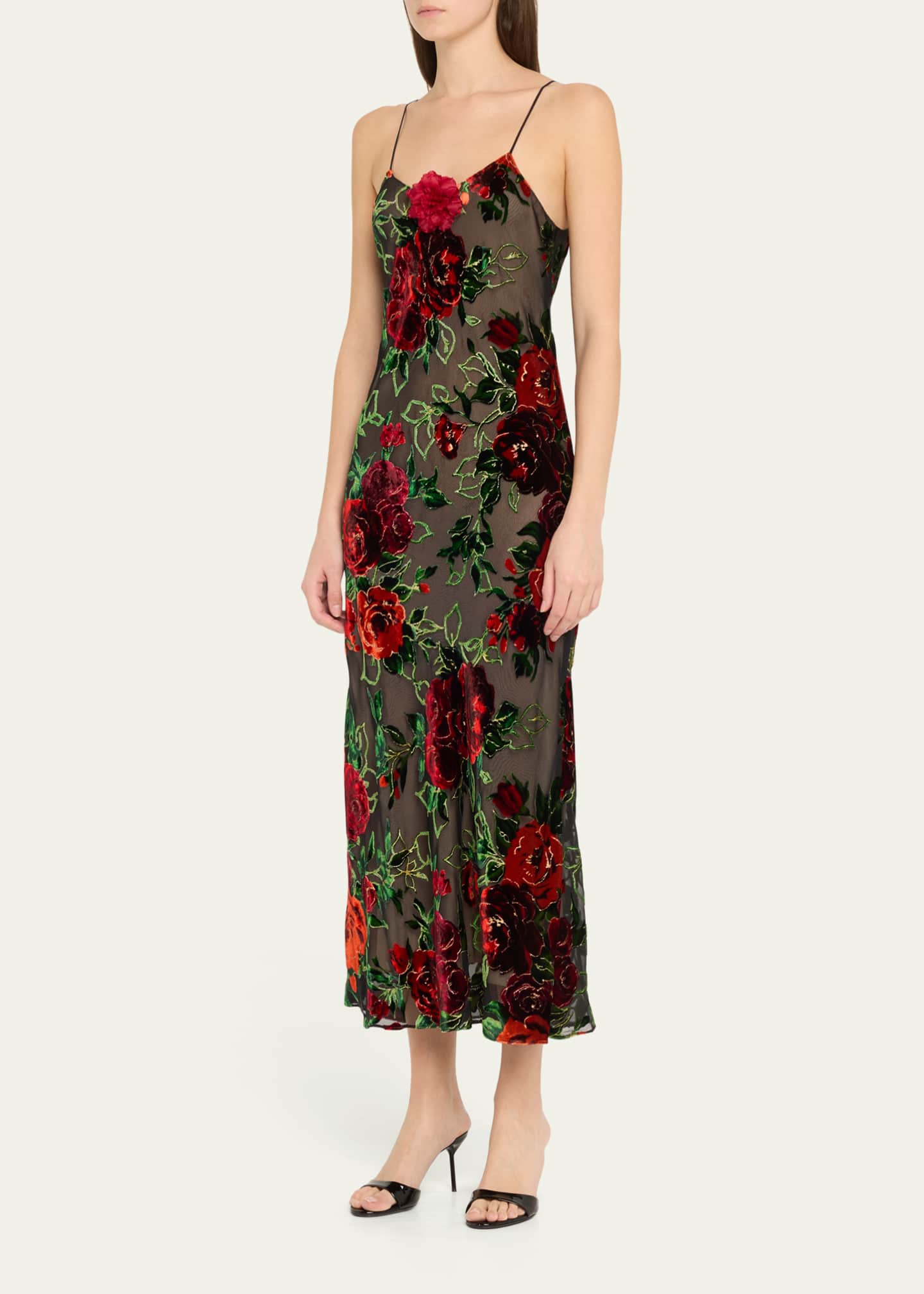Rodarte Rose Velvet Devore Slip Dress Image 4 of 5