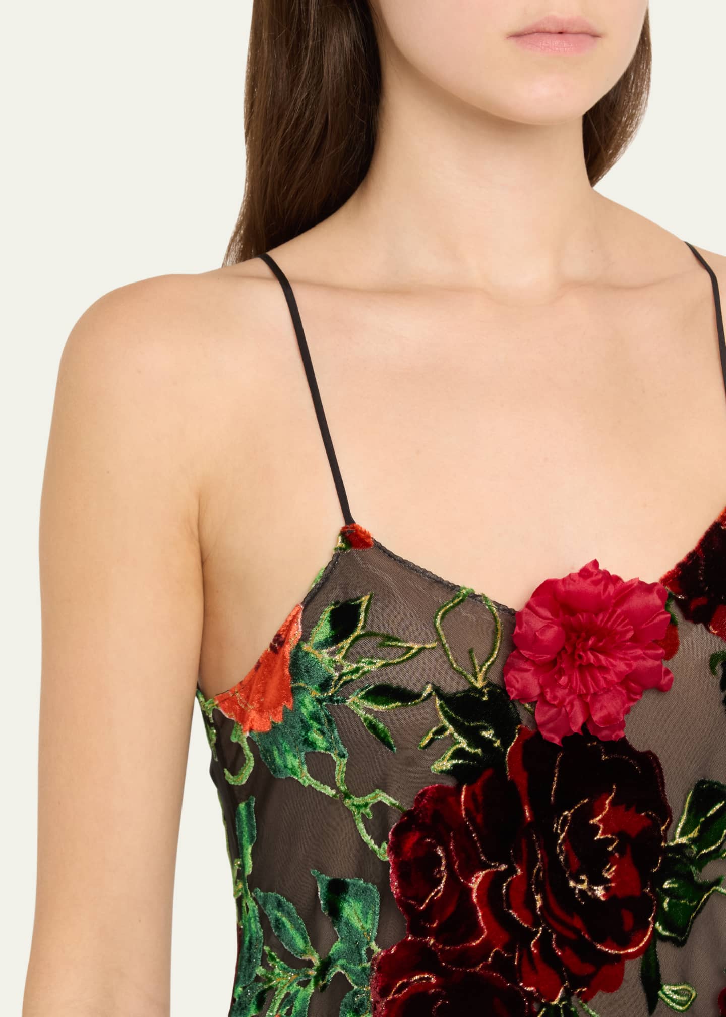 Rodarte Rose Velvet Devore Slip Dress Image 5 of 5