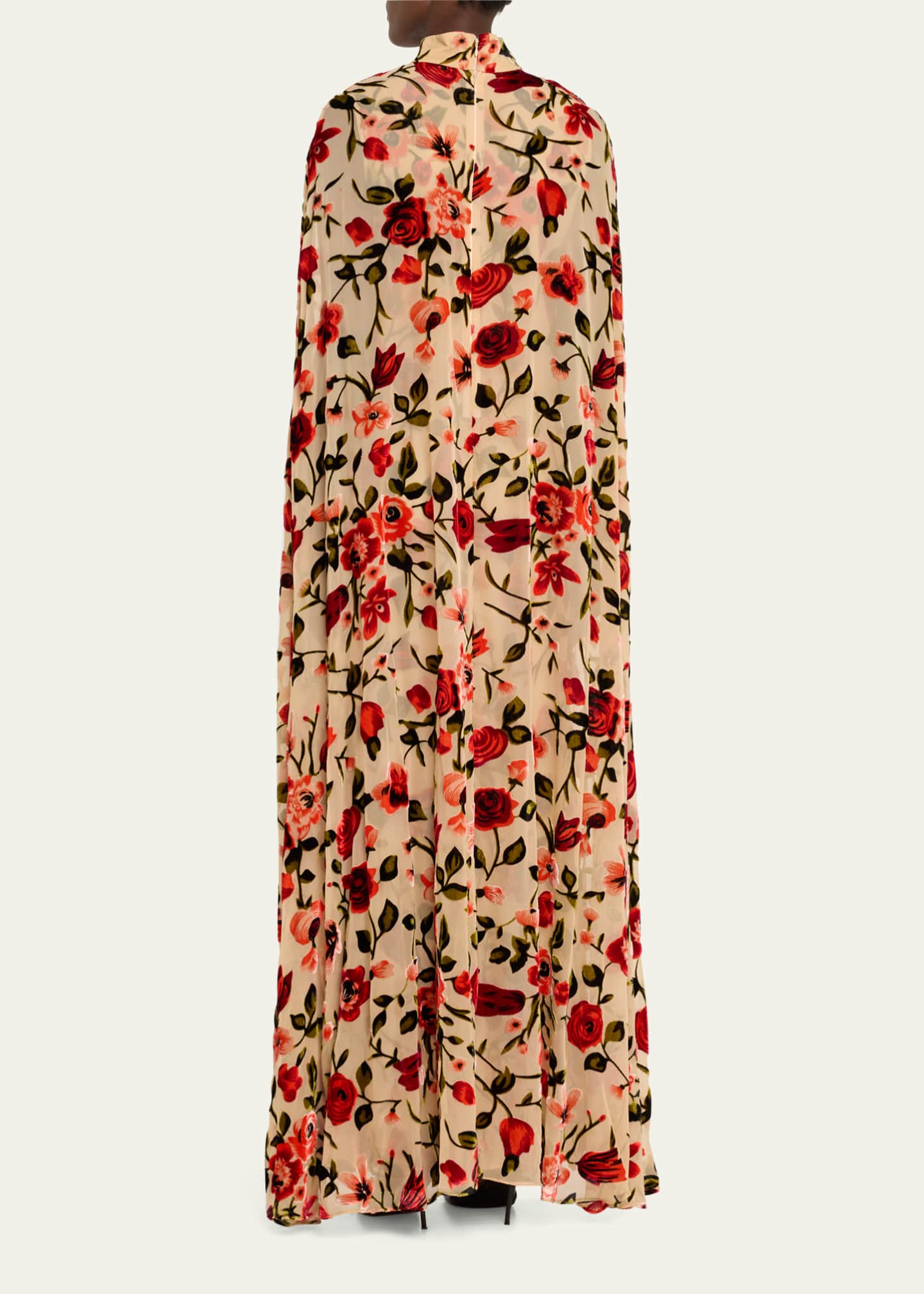 Rodarte Floral Velvet Devore Cape Gown Image 3 of 5