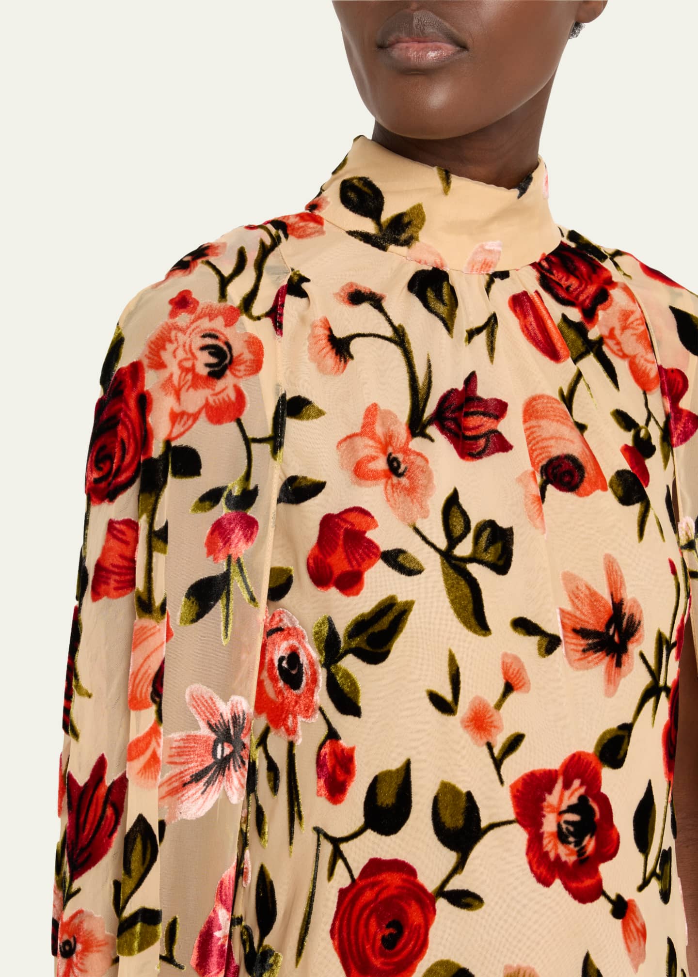 Rodarte Floral Velvet Devore Cape Gown Image 5 of 5