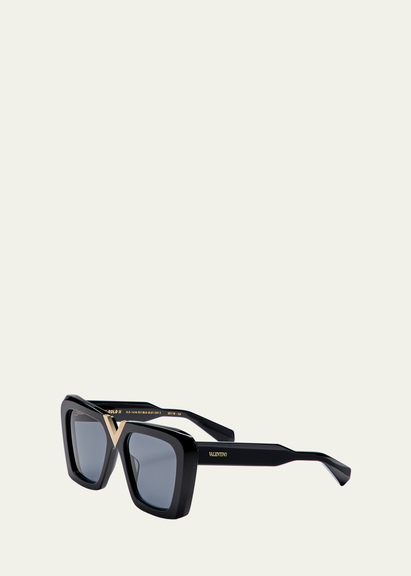 VALENTINO｜ (5W2J0T53 YCW MH5) Valentino Garavani V-Gold II Acetate Butterfly Sunglasses
