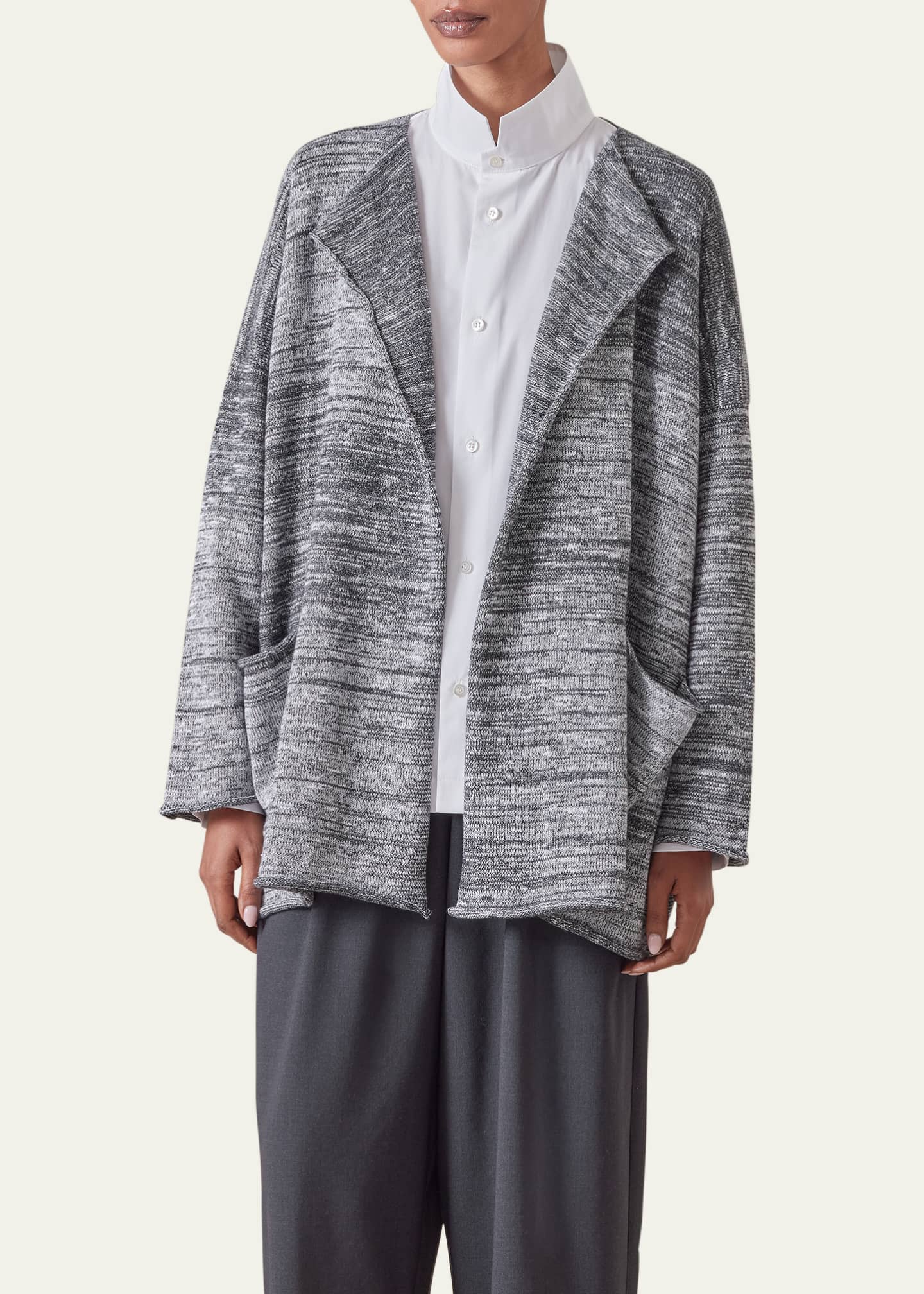 Eskandar Open Front Jacket (Mid Plus length) Image 2 of 5