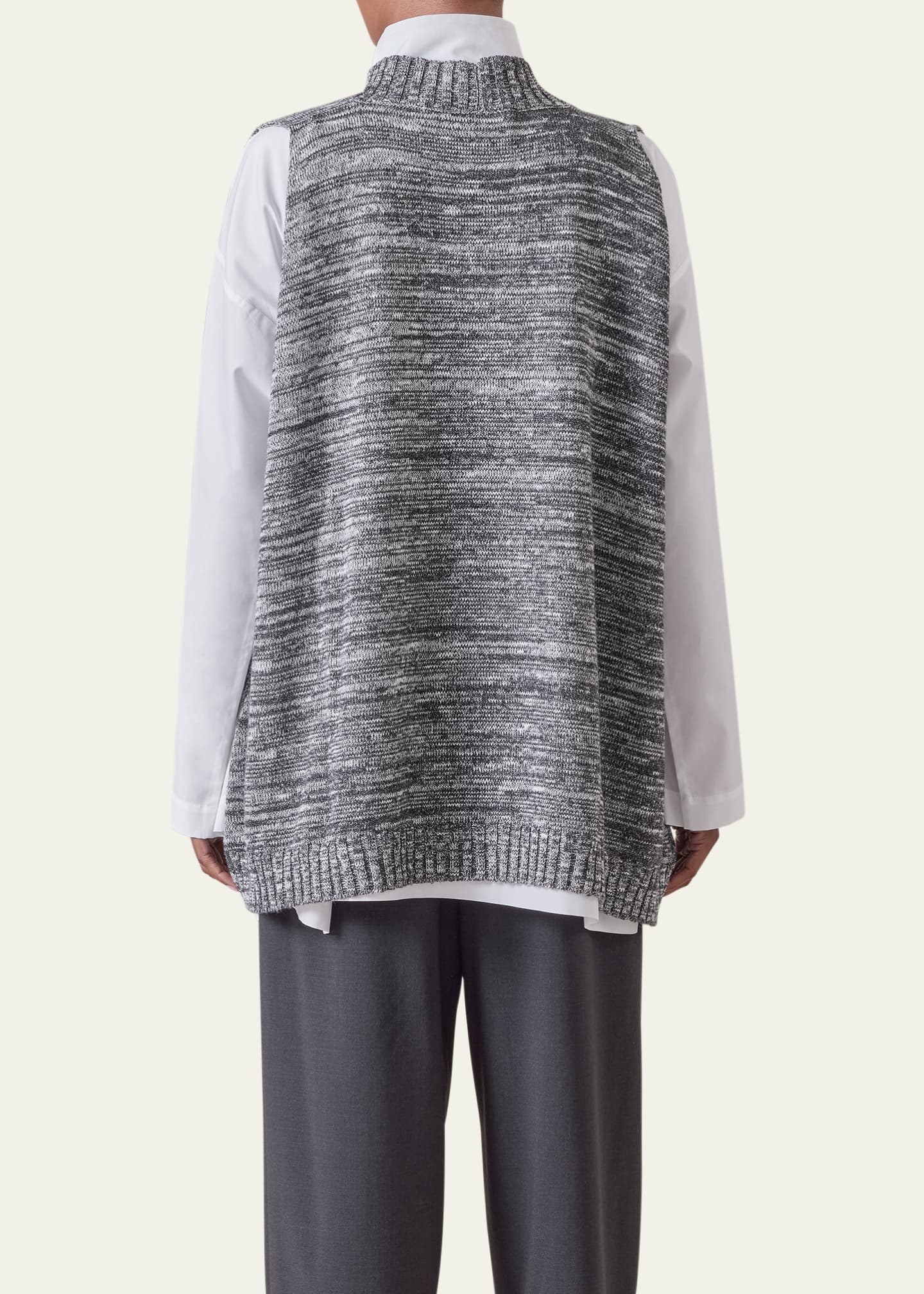 Eskandar A-Line Sleeveless V Sweater (Mid Plus Length) Image 3 of 5