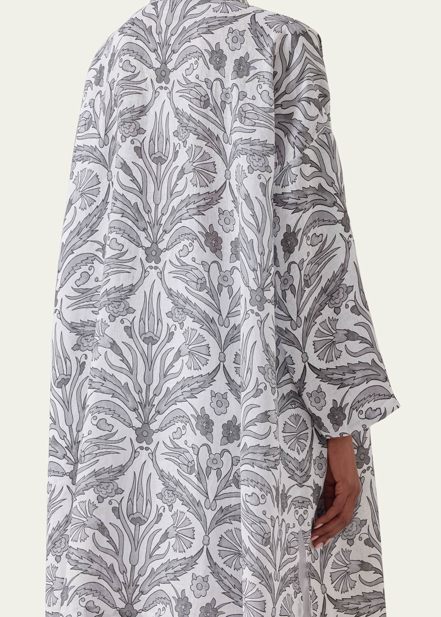 Eskandar Wide A-Line Collarless Shirt with Slits (Very Long) Image 5 of 5