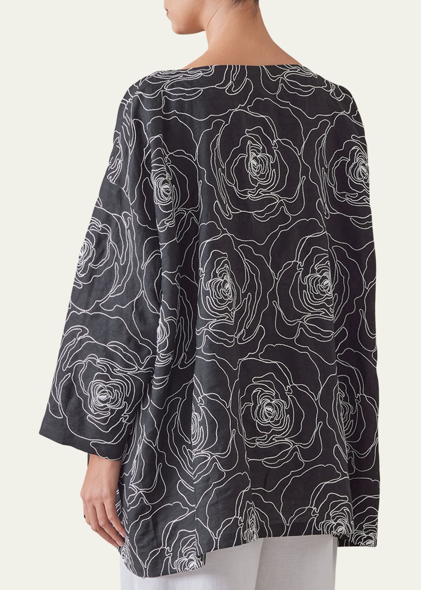 Eskandar Wide A-Line Scoop-Neck Tunic (Long Length) Image 3 of 5