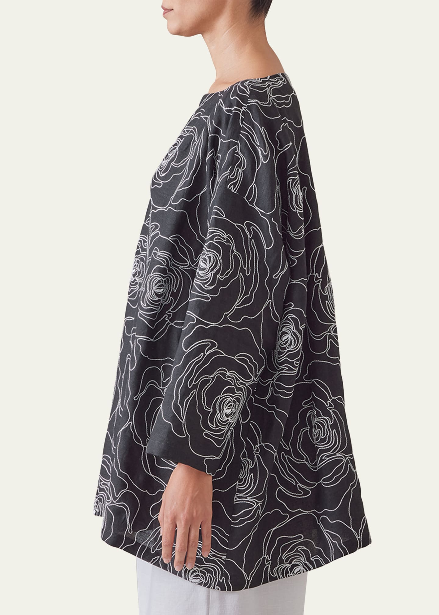 Eskandar Wide A-Line Scoop-Neck Tunic (Long Length) Image 4 of 5