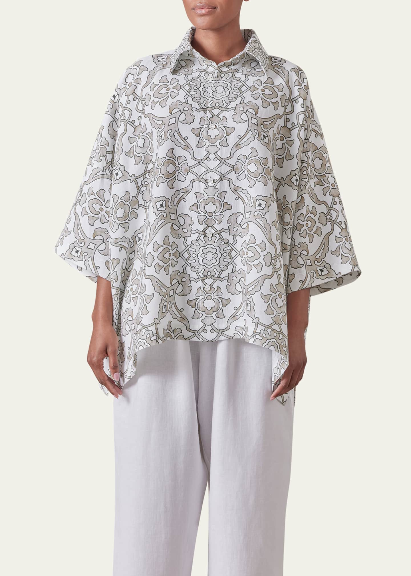 Eskandar Wide Short-Sleeve Shirt With Collar (Mid Plus Length) Image 2 of 5