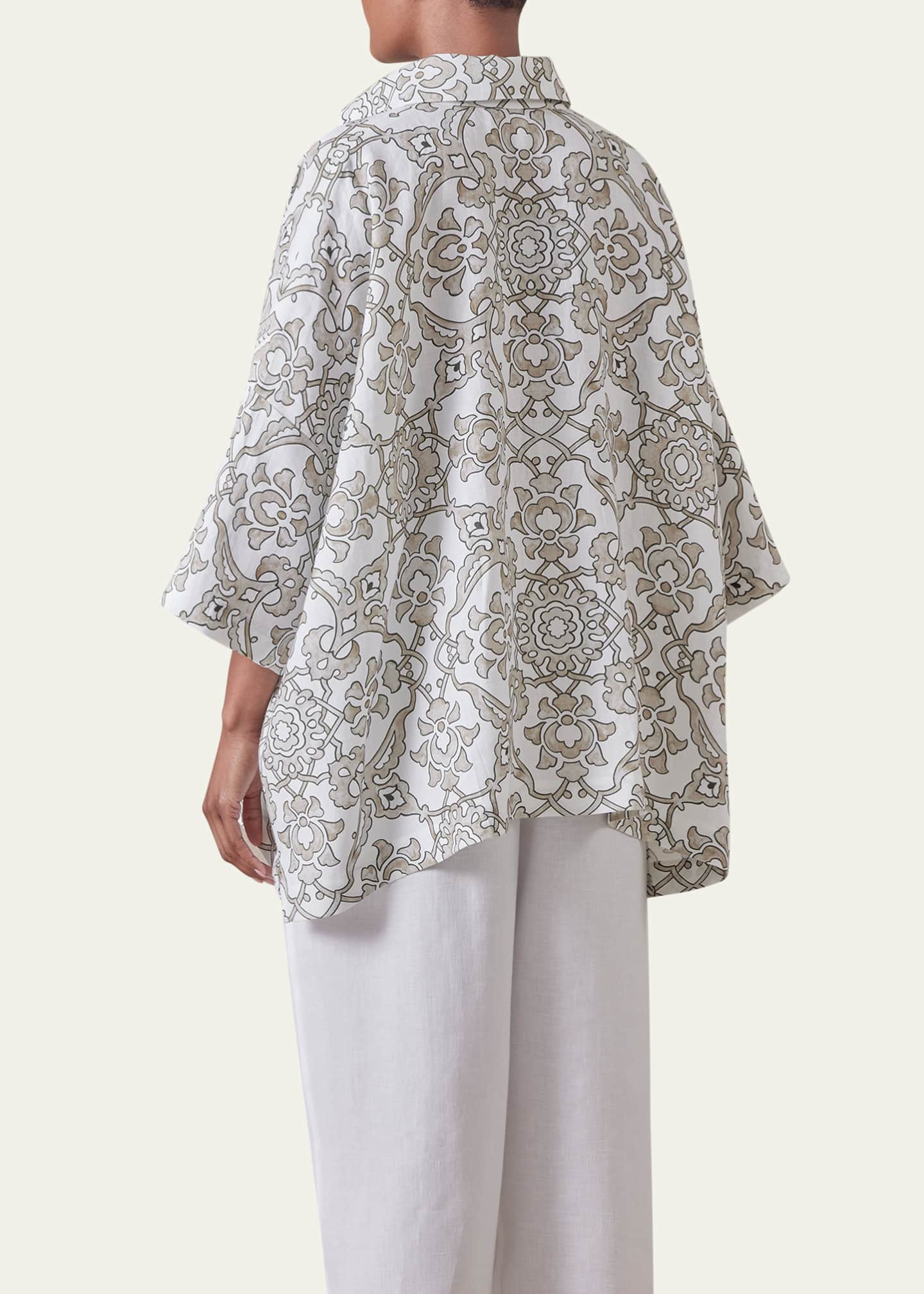 Eskandar Wide Short-Sleeve Shirt With Collar (Mid Plus Length) Image 3 of 5