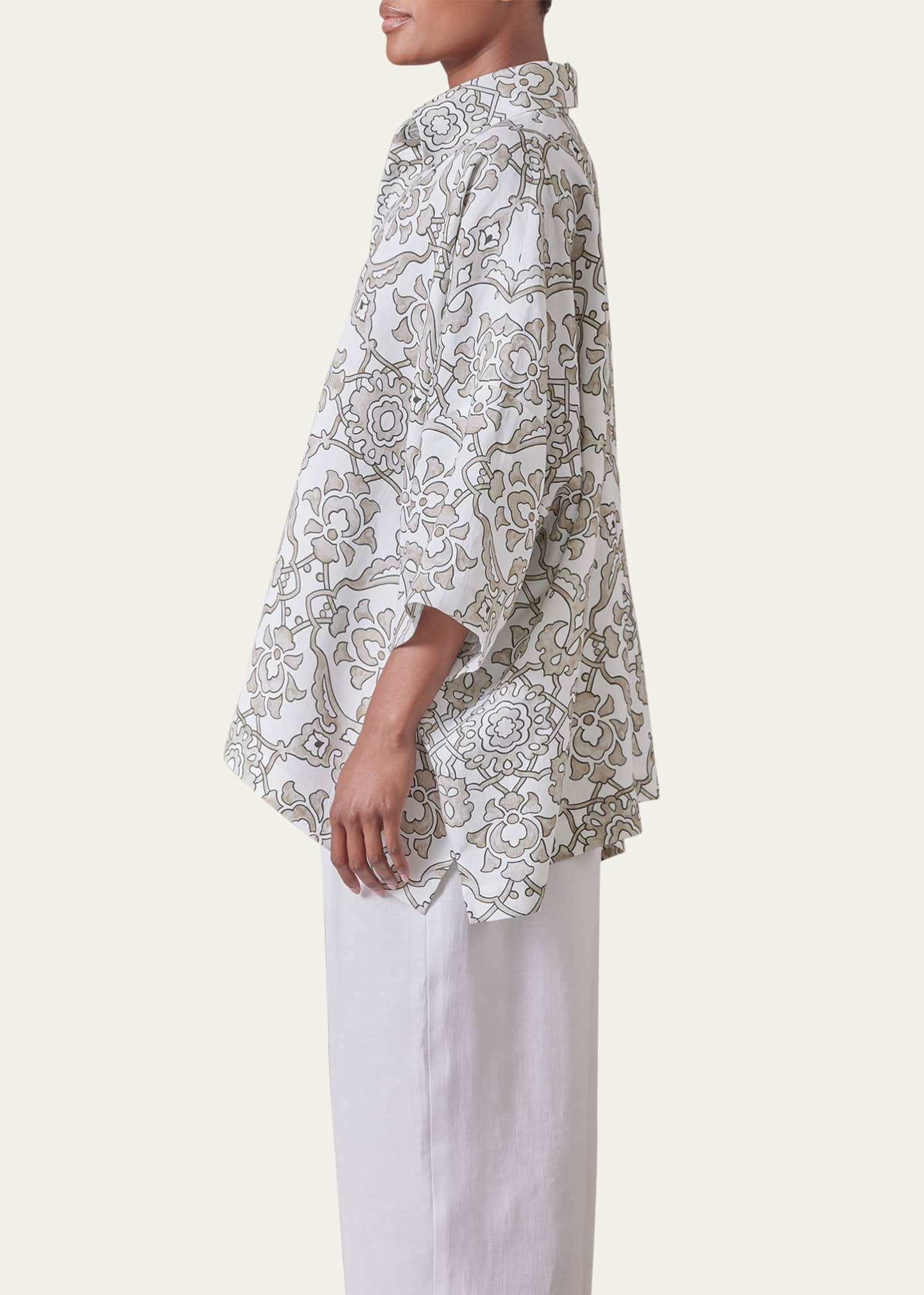 Eskandar Wide Short-Sleeve Shirt With Collar (Mid Plus Length) Image 4 of 5