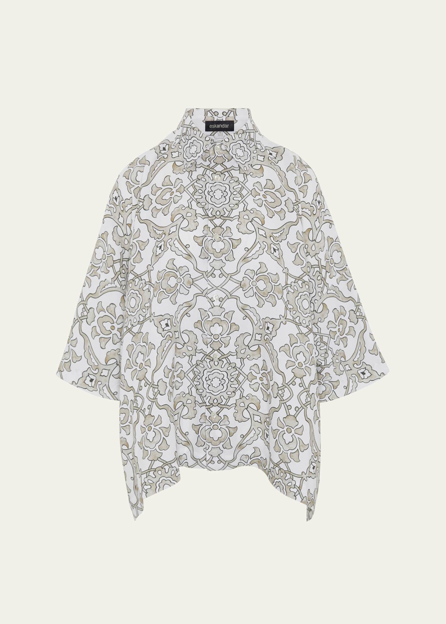 Eskandar Wide Short-Sleeve Shirt With Collar (Mid Plus Length) Image 1 of 5