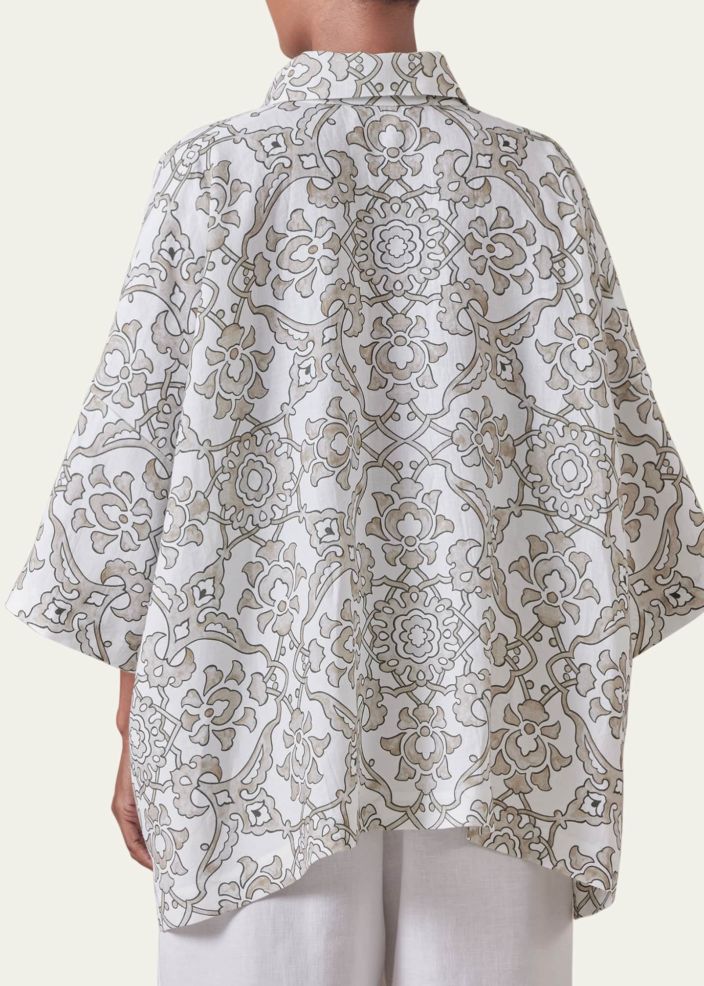 Eskandar Wide Short-Sleeve Shirt With Collar (Mid Plus Length) Image 5 of 5