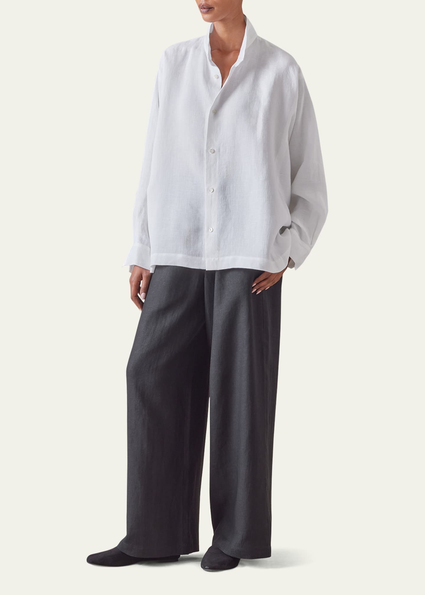 Eskandar Caucasus Shirt With Notch Collar (Mid Plus Length) Image 2 of 5