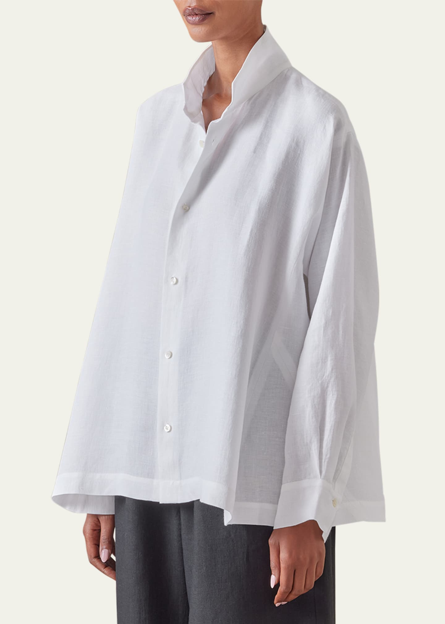 Eskandar Caucasus Shirt With Notch Collar (Mid Plus Length) Image 5 of 5