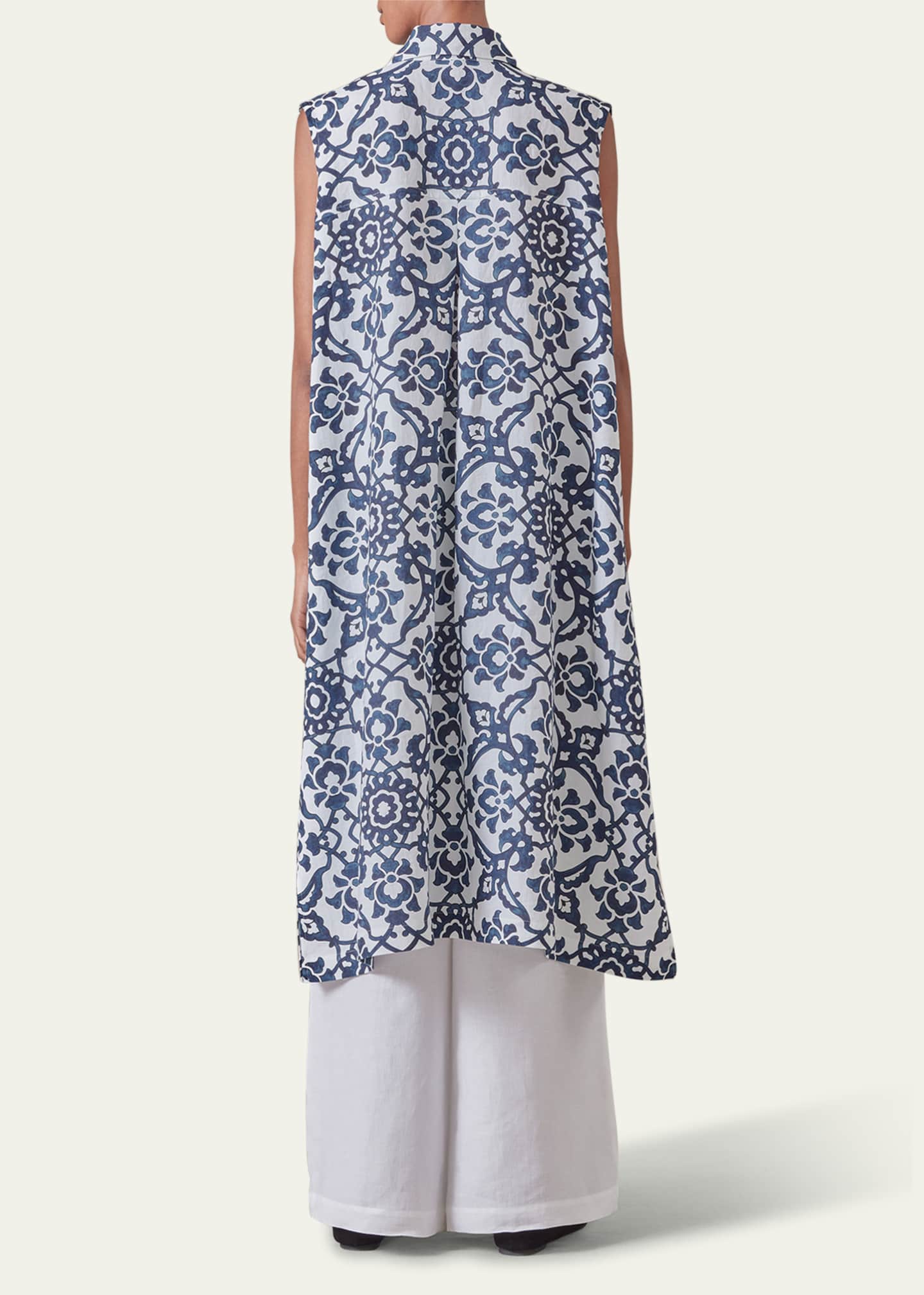 Eskandar Slim A-Line Sleeveless Shirt Dress With Collar Image 3 of 5