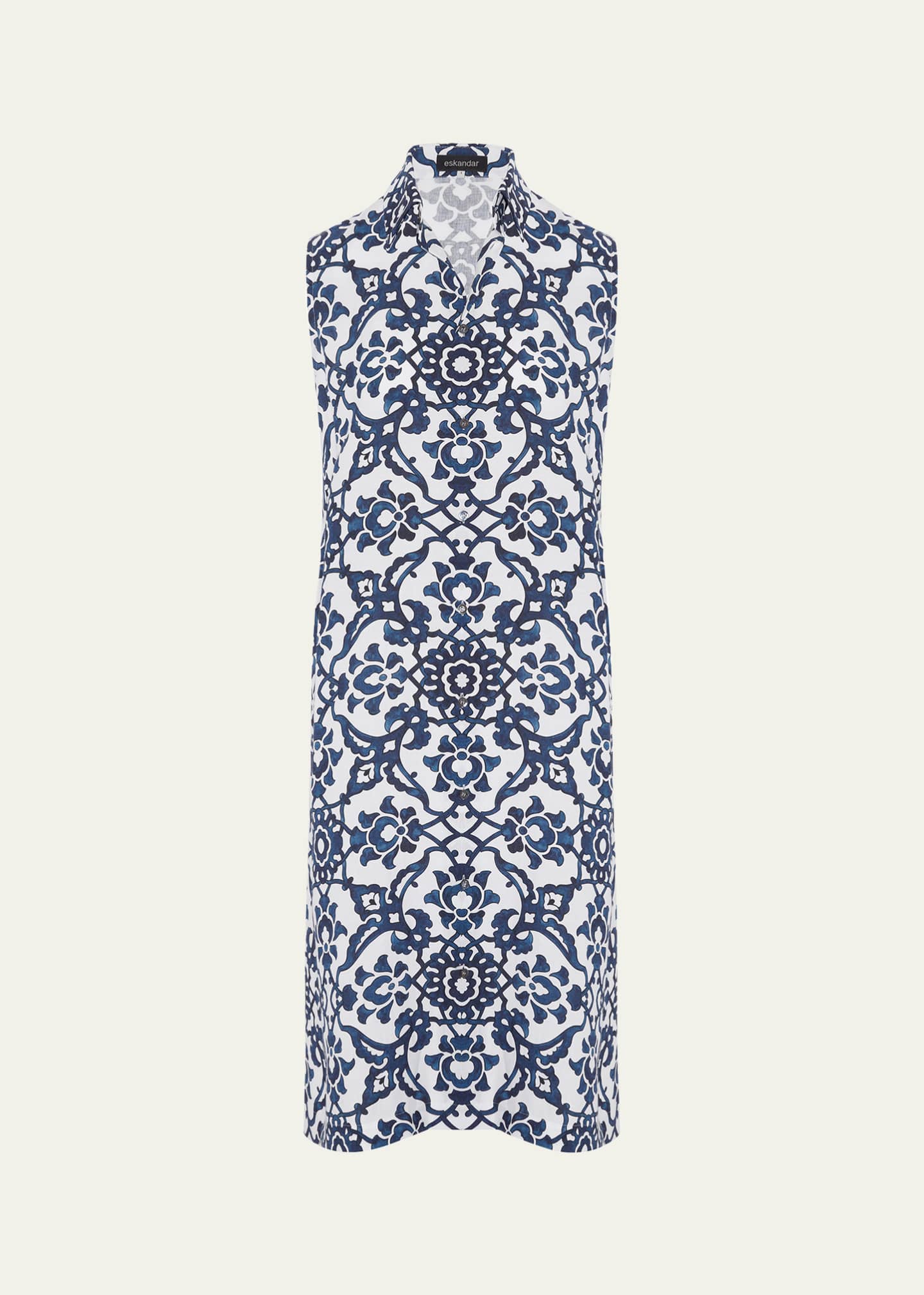 Eskandar Slim A-Line Sleeveless Shirt Dress With Collar Image 1 of 5