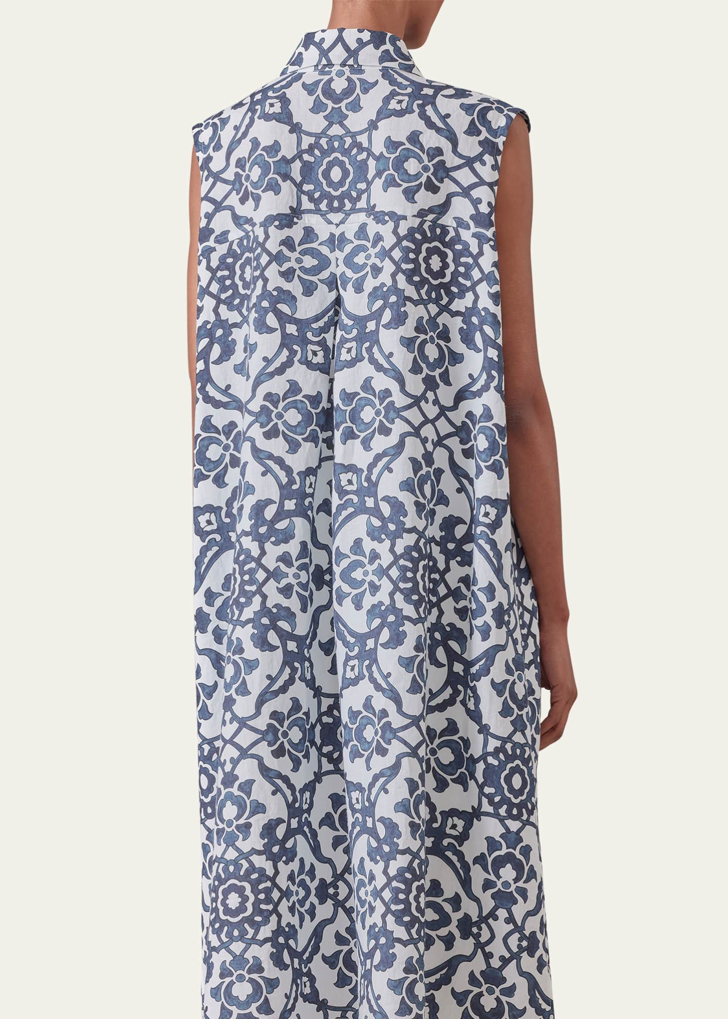 Eskandar Slim A-Line Sleeveless Shirt Dress With Collar Image 5 of 5