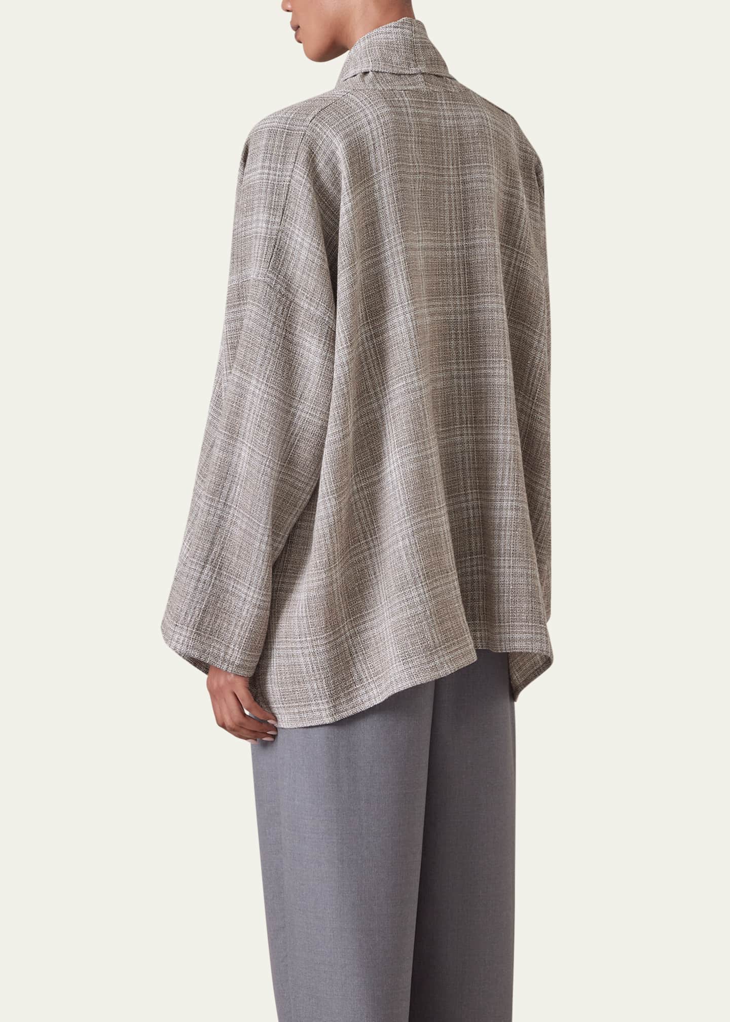 Eskandar Wide A-Line Scrunch Shawl-Collar Jacket (Mid Plus Length) Image 3 of 4