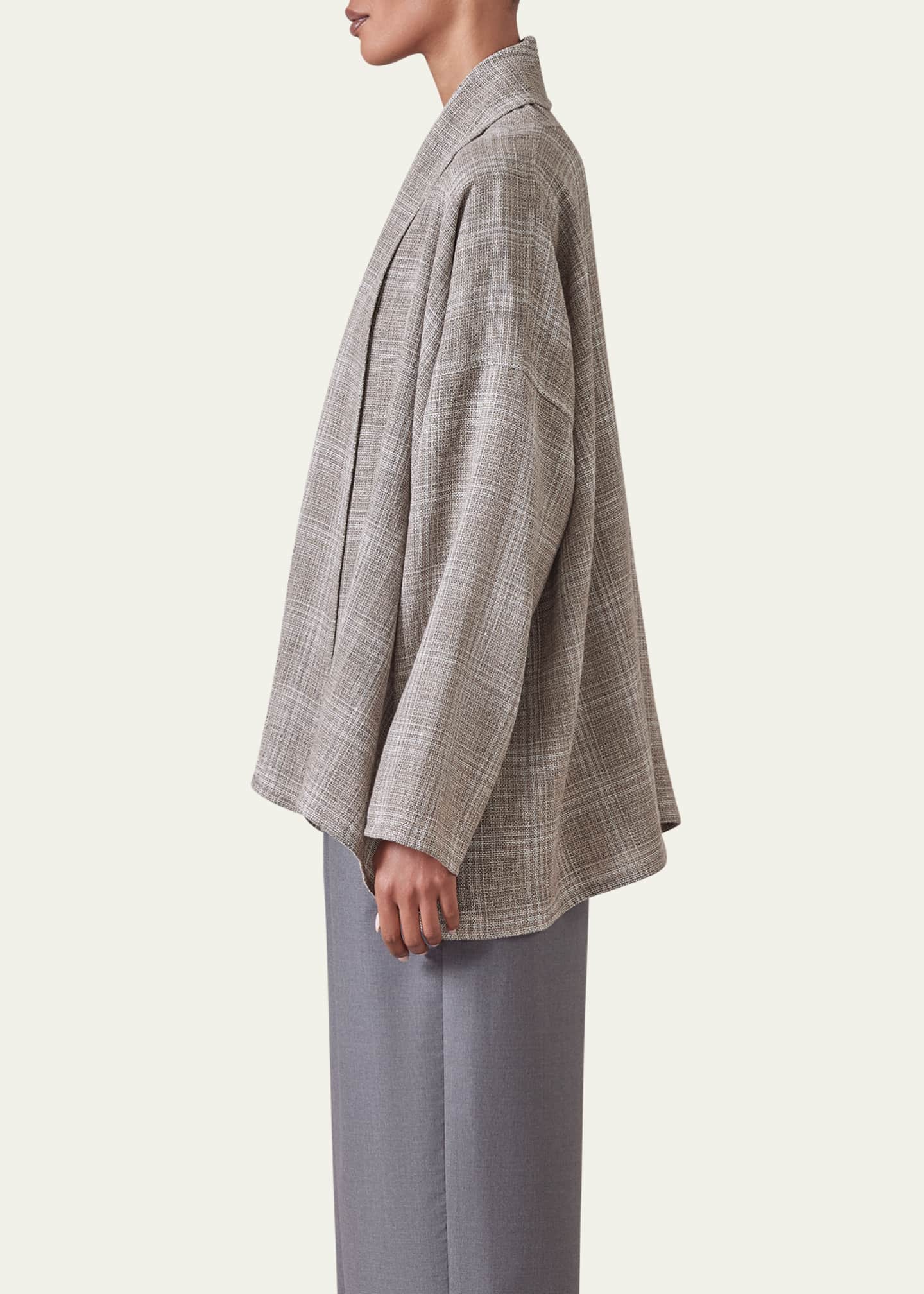 Eskandar Wide A-Line Scrunch Shawl-Collar Jacket (Mid Plus Length) Image 4 of 4