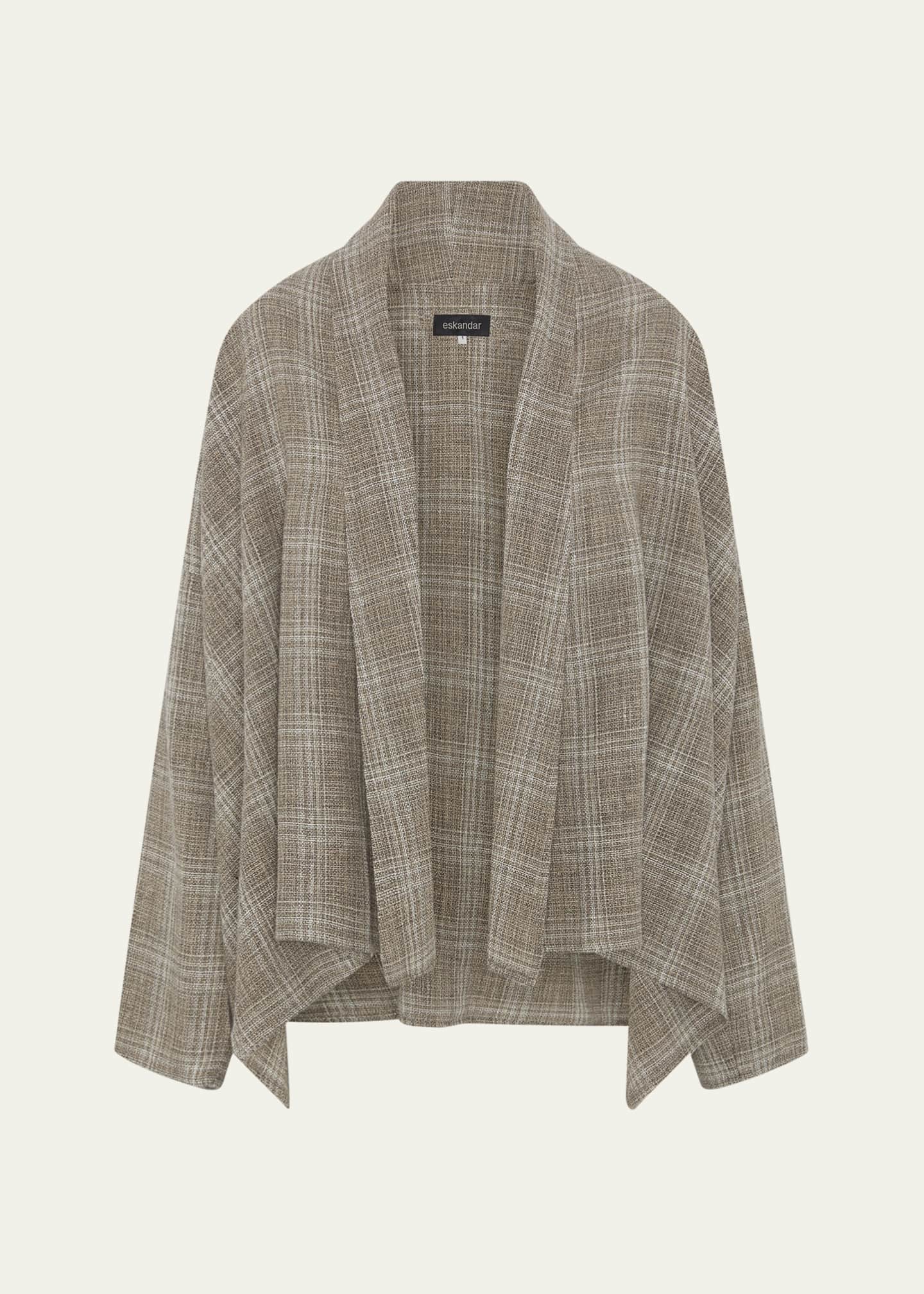 Eskandar Wide A-Line Scrunch Shawl-Collar Jacket (Mid Plus Length) Image 1 of 4