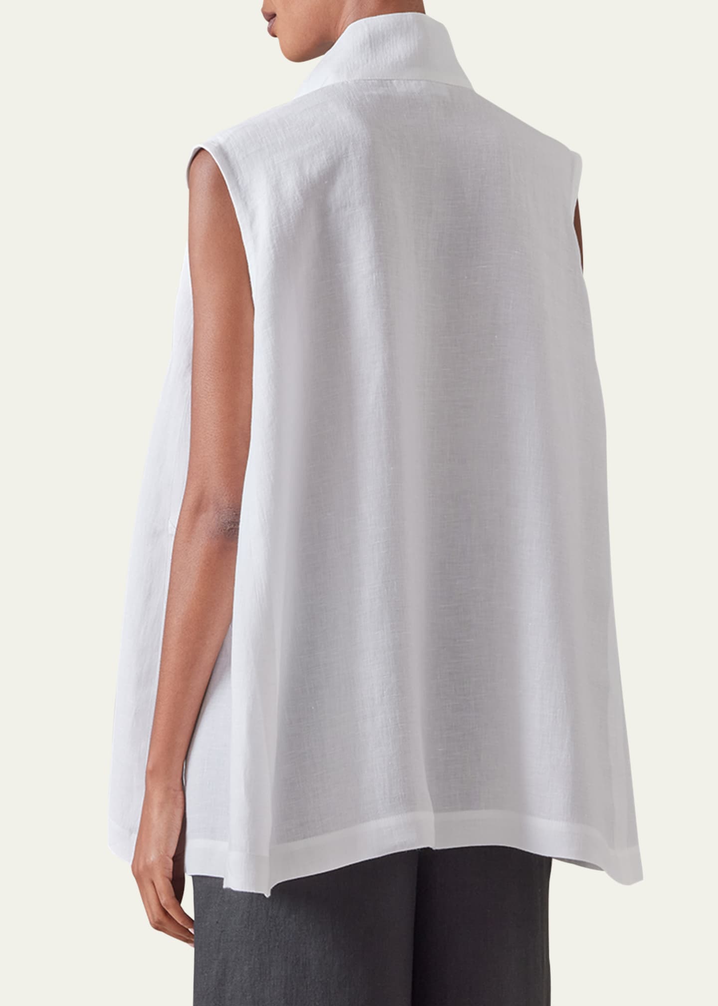 Eskandar Sleeveless Caucasus Shirt With Notch Collar (Long Length) Image 3 of 4