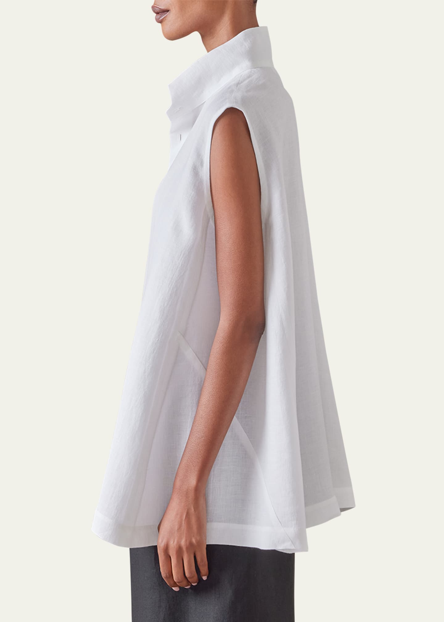 Eskandar Sleeveless Caucasus Shirt With Notch Collar (Long Length) Image 4 of 4