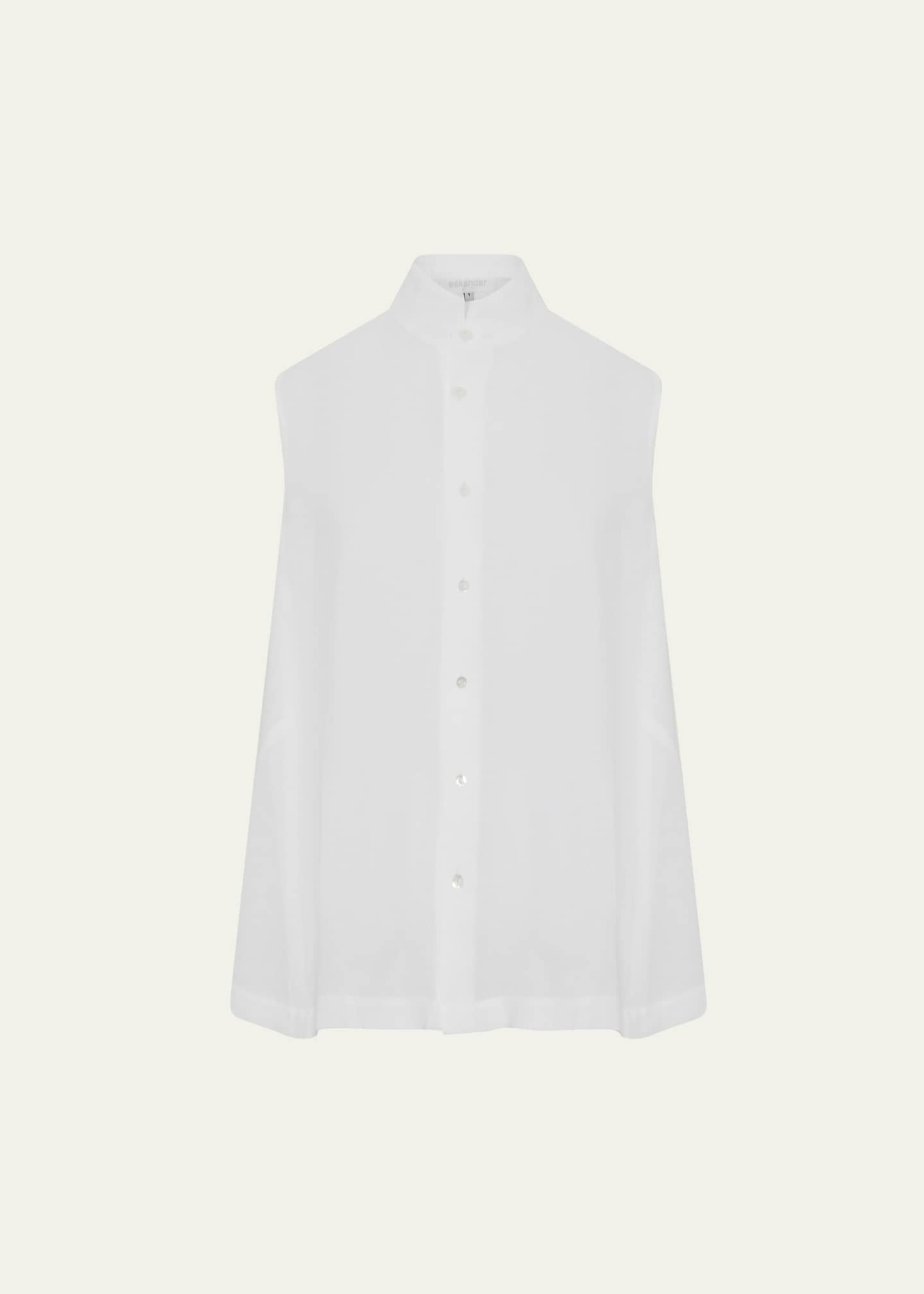 Eskandar Sleeveless Caucasus Shirt With Notch Collar (Long Length) Image 1 of 4