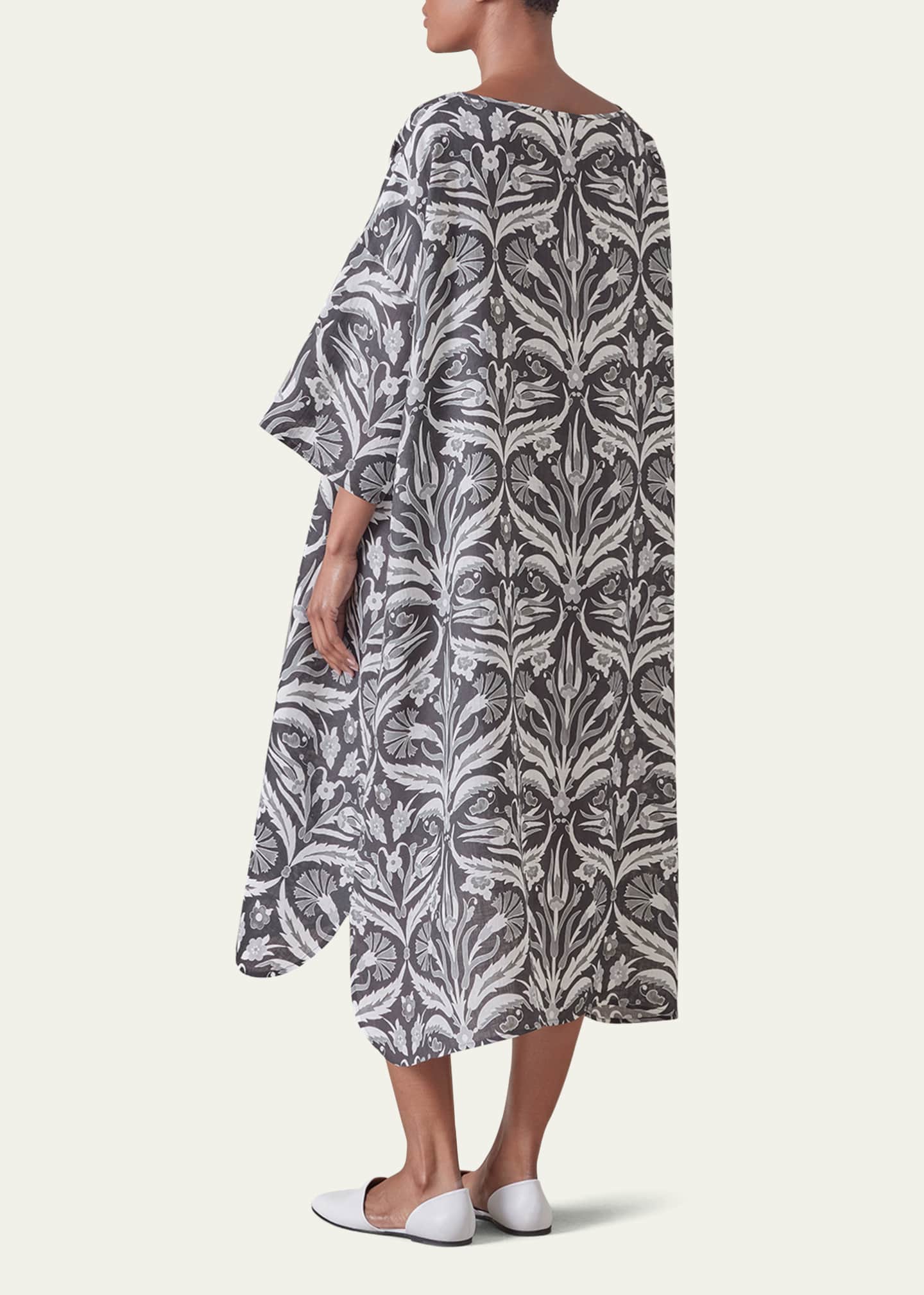 Eskandar Sloped-Shoulder Wide A-Line Short-Sleeve Scoop-Neck Dress Image 3 of 5