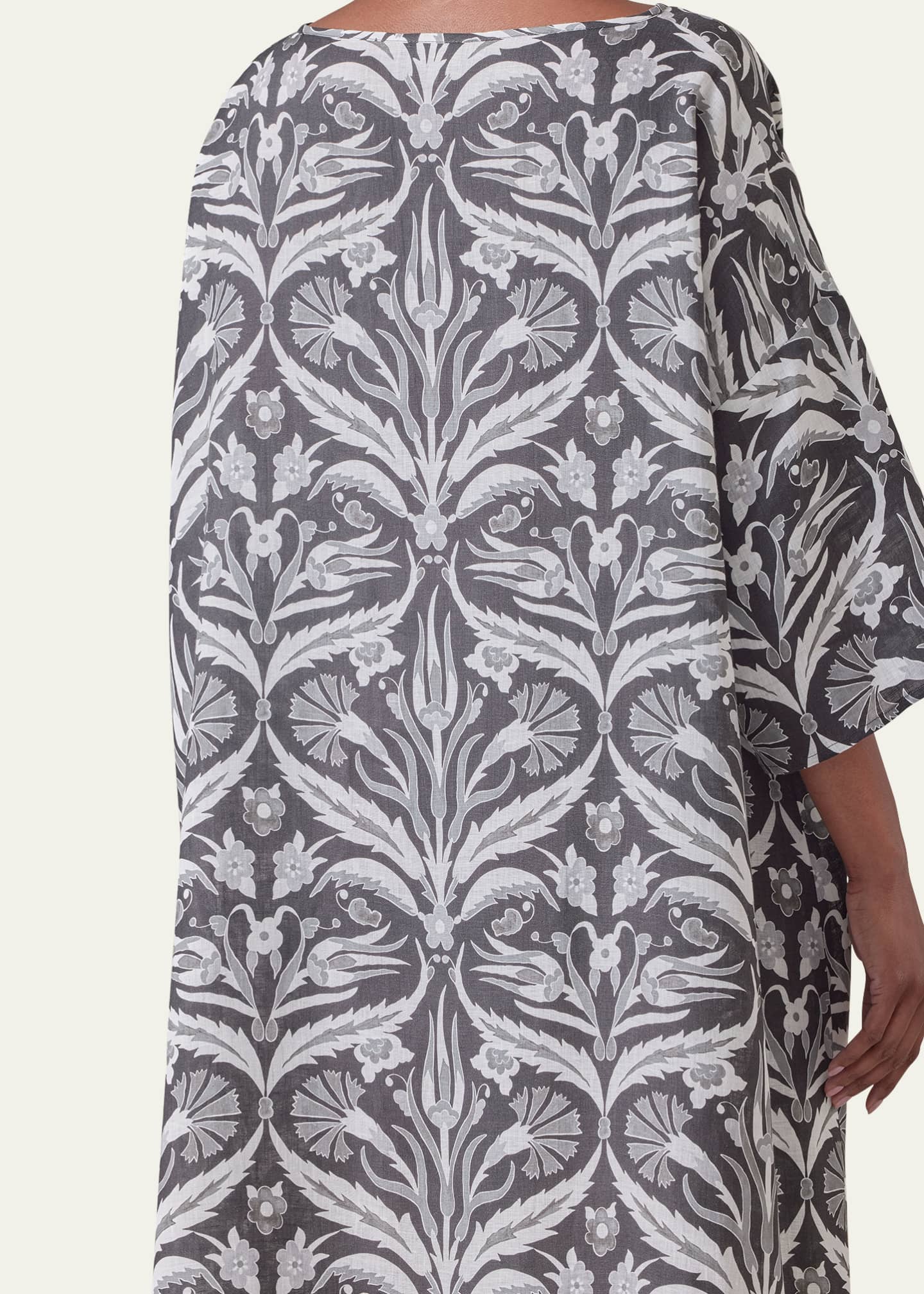 Eskandar Sloped-Shoulder Wide A-Line Short-Sleeve Scoop-Neck Dress Image 5 of 5