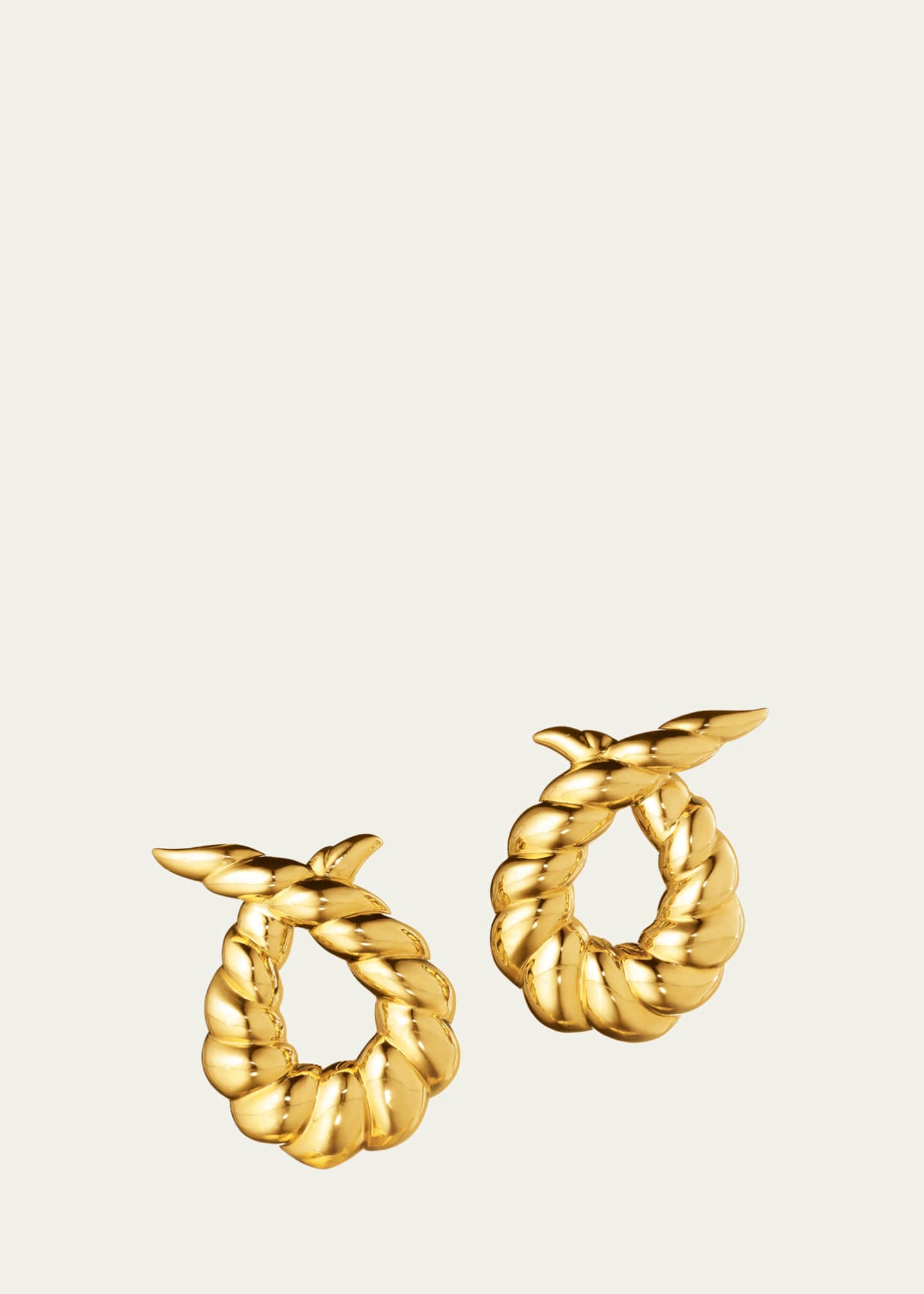 Verdura 18K Yellow Gold Twisted Horn Clip-On Earrings