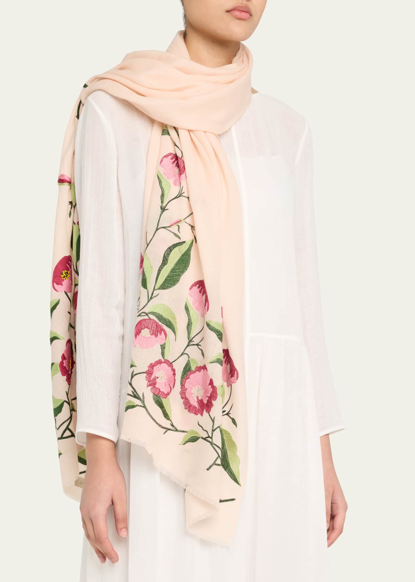 Janavi India Big Blooming Merino Wool Blend Scarf Image 3 of 3