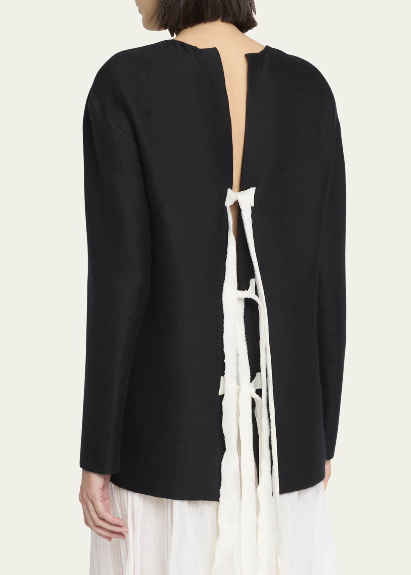 THE ROW Guri Ribbon Back Brushed Cashmere Top Image 3 of 5