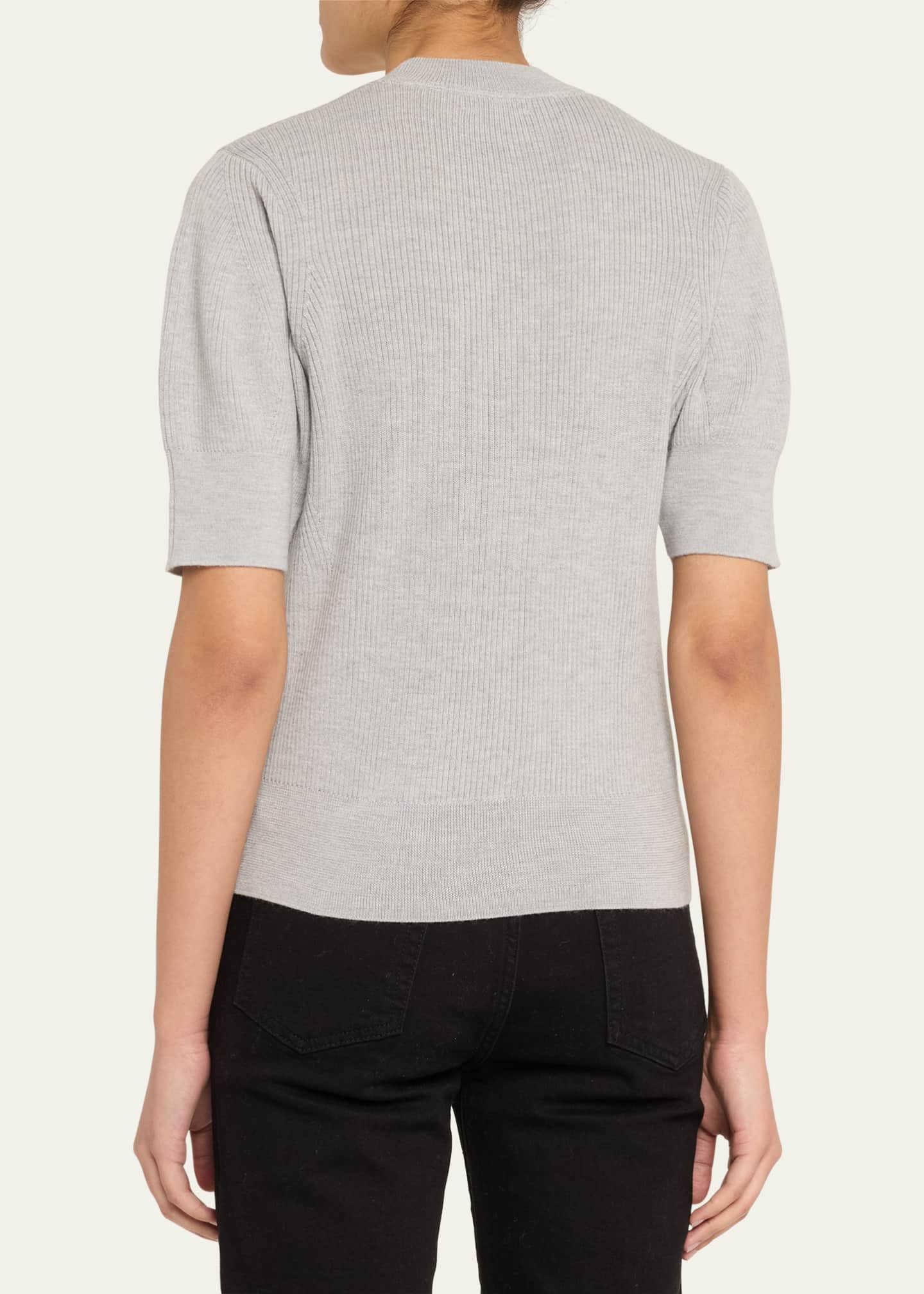 Majestic Filatures Ribbed Mock-Neck Wool Sweater Image 3 of 5