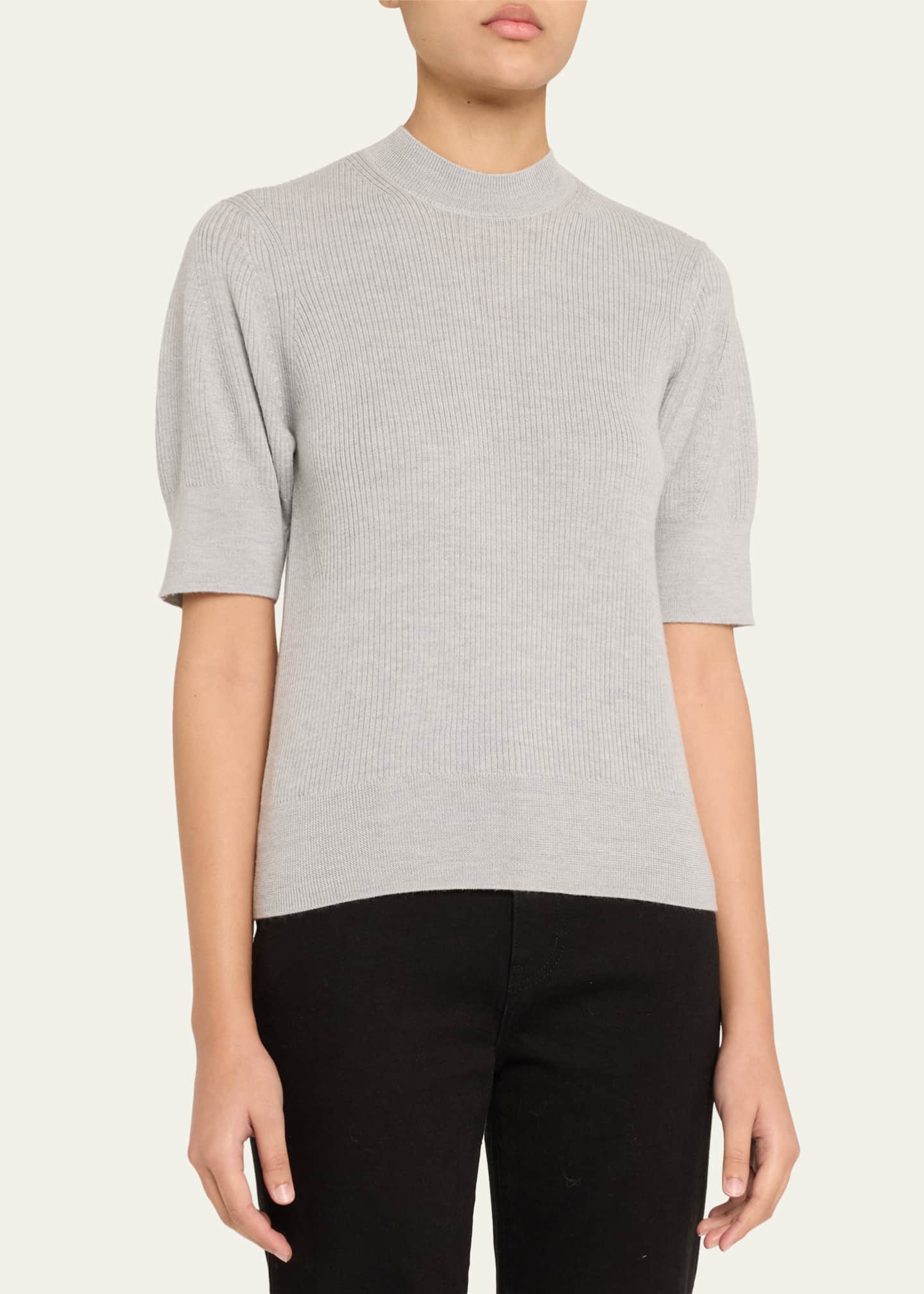 Majestic Filatures Ribbed Mock-Neck Wool Sweater Image 4 of 5