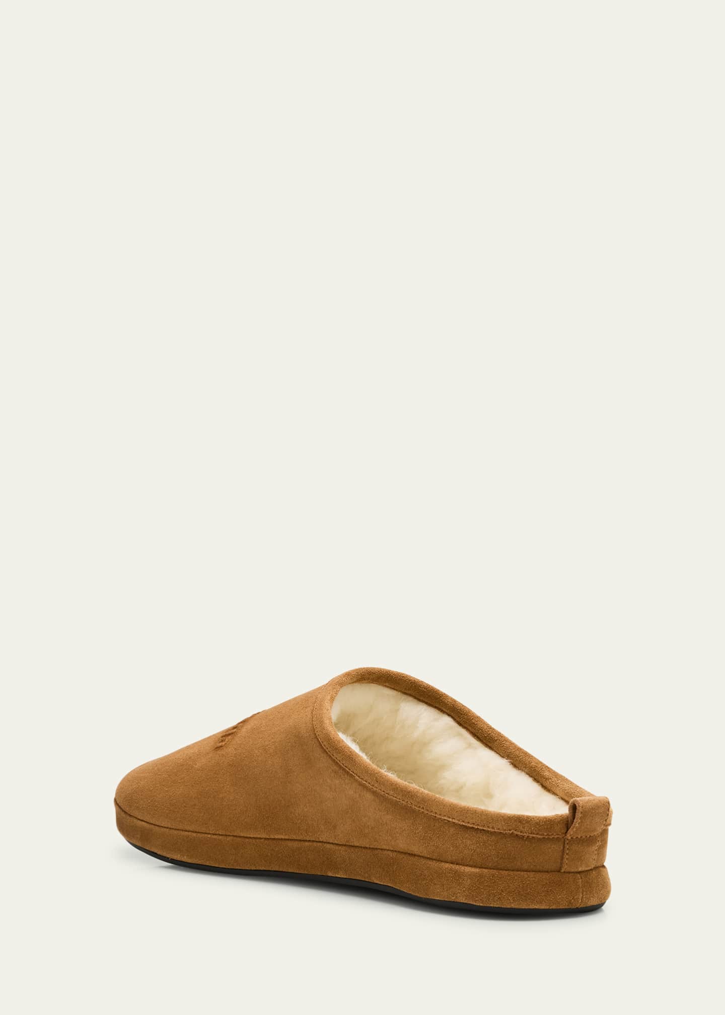 Balenciaga Men's Alaska Suede Embossed-Logo Slippers Image 4 of 6