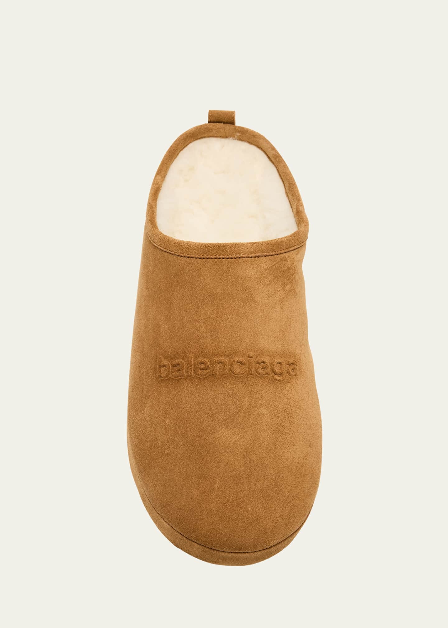Balenciaga Men's Alaska Suede Embossed-Logo Slippers Image 6 of 6