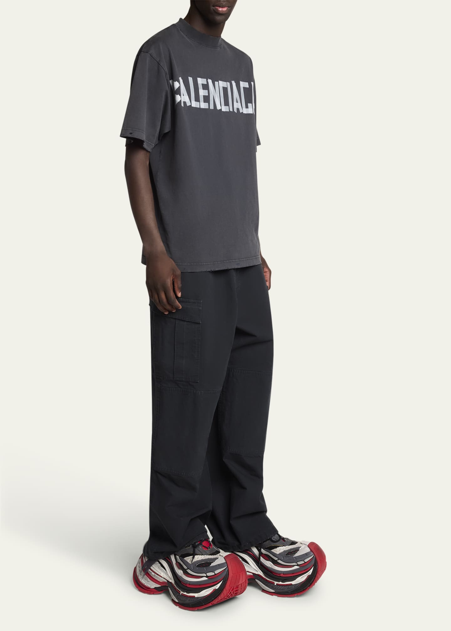 Balenciaga Men's Worn-Effect Platform Sneakers Image 3 of 5