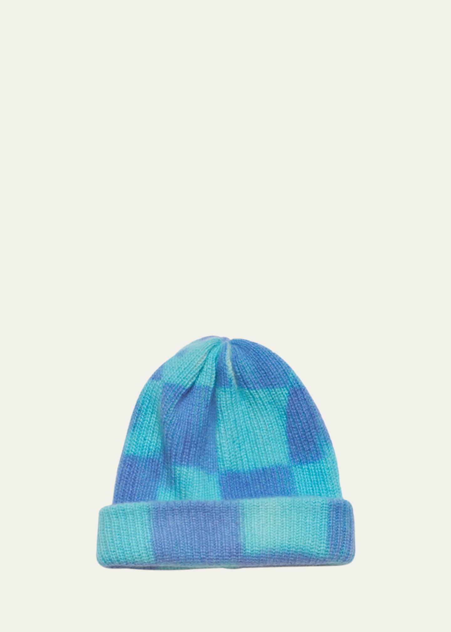 The Elder Statesman 100% Cashmere Colorblock Knit Beanie Foldover Cuff The Elder Statesman 100% cashmere tuck pop crew Rasta  main image 3