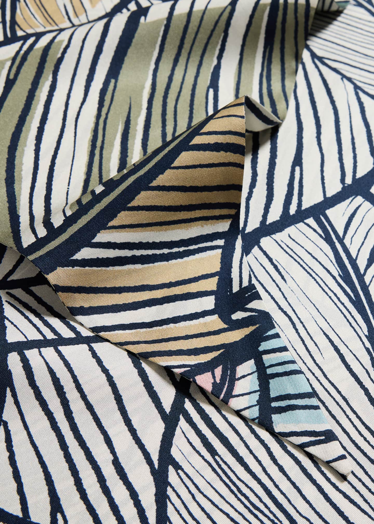 Giorgio Armani Men's Silk Leaf-Print Neck Scarf Image 2 of 2