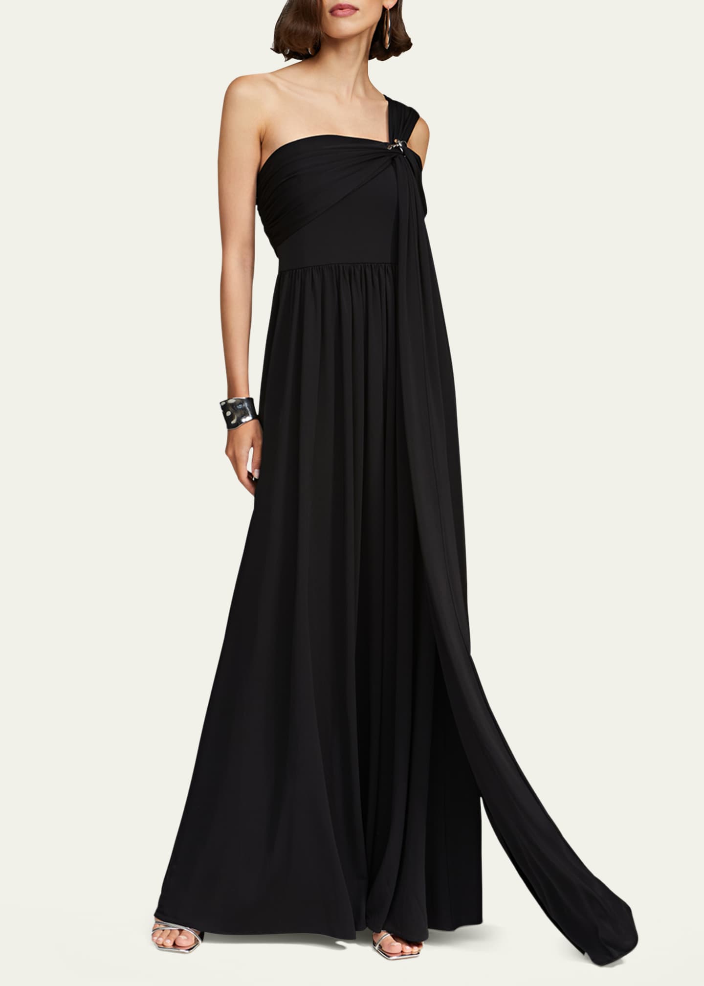 Adena One-Shoulder Draped Jersey Maxi Dress - Thumbnail 2