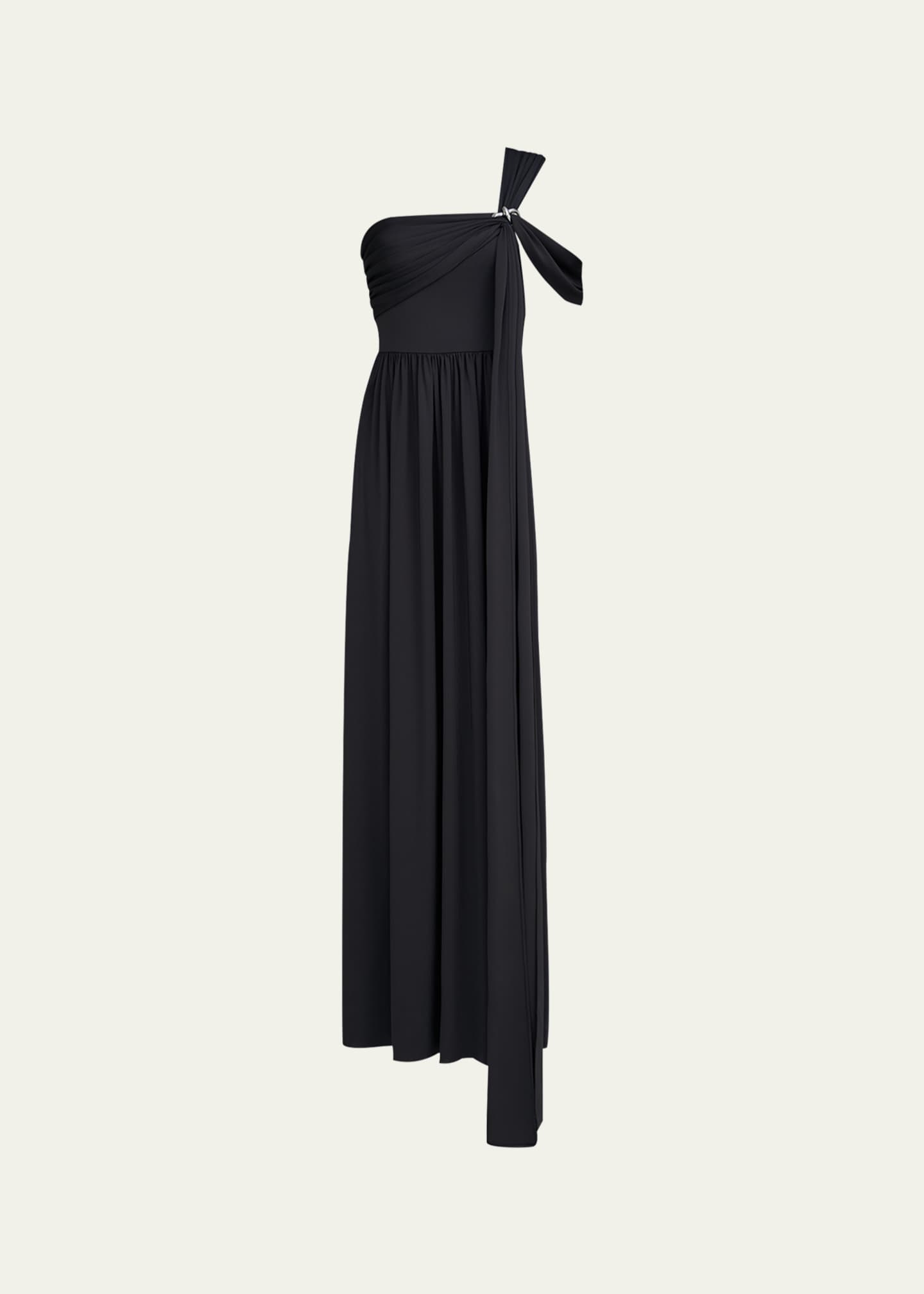 Adena One-Shoulder Draped Jersey Maxi Dress - Thumbnail 1