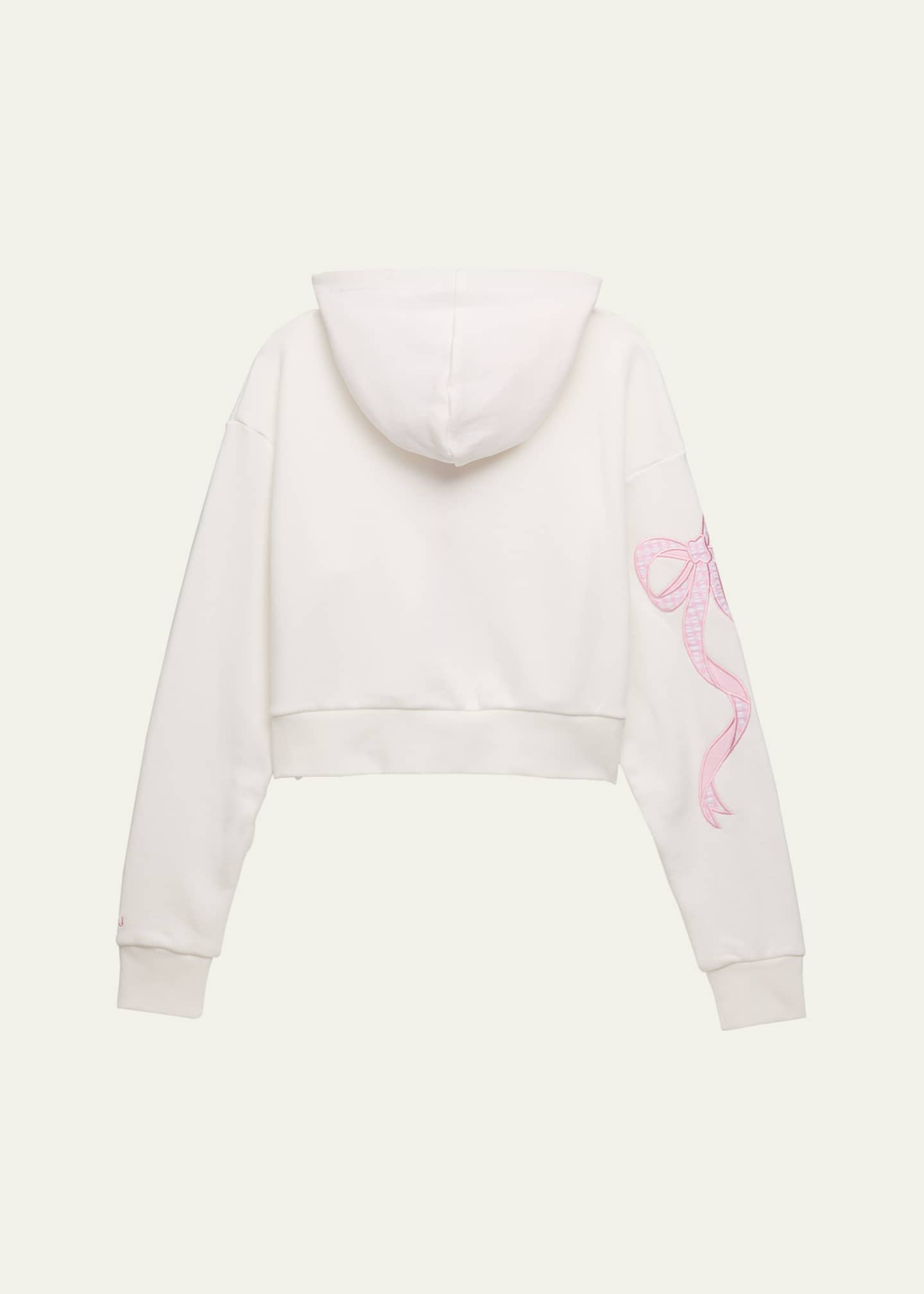 KatieJ NYC Girl's Dylan Cropped Hoodie W/ Coquette Bow Applique, Size S-XL Image 2 of 3