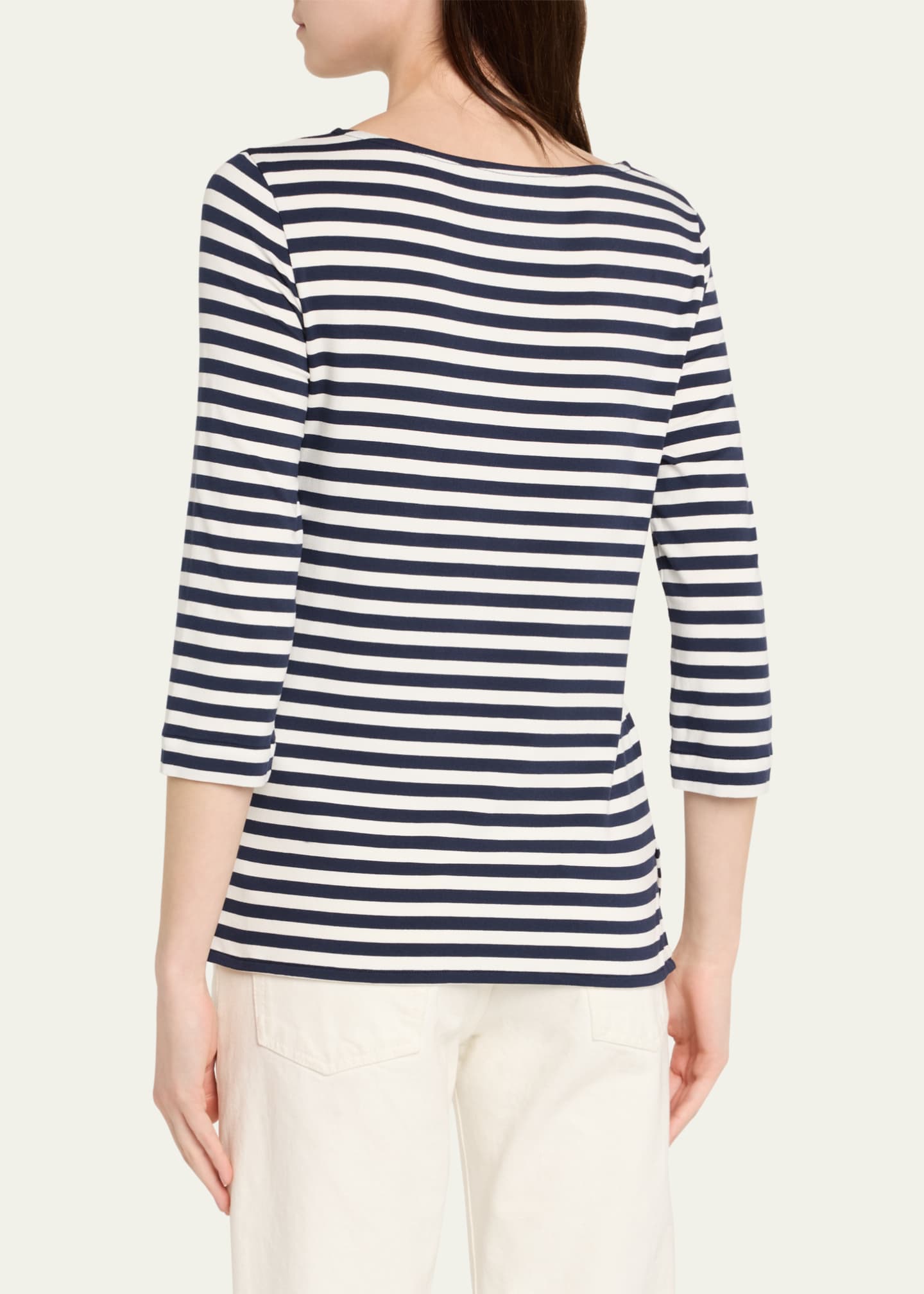 Majestic Filatures Soft Touch Boatneck Striped Jersey T-Shirt Image 3 of 5
