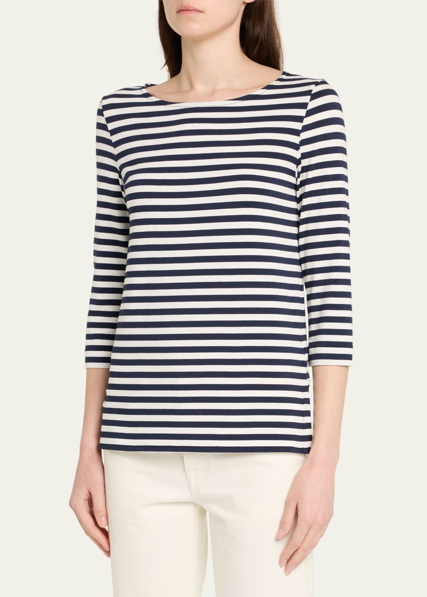 Majestic Filatures Soft Touch Boatneck Striped Jersey T-Shirt Image 4 of 5
