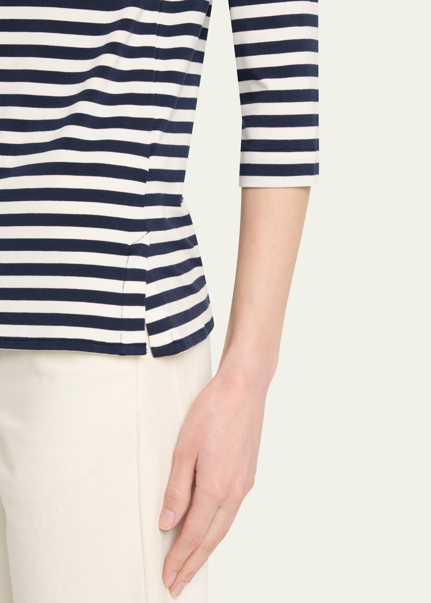 Majestic Filatures Soft Touch Boatneck Striped Jersey T-Shirt Image 5 of 5